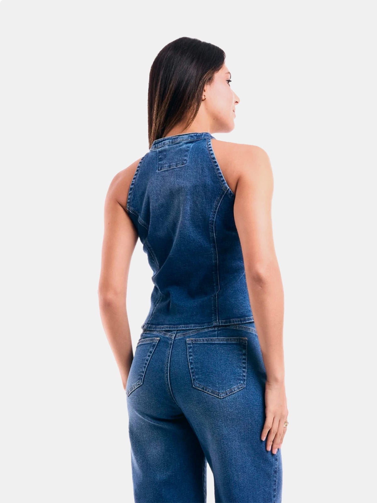 CHALECO SIN MANGAS ALGODÓN MUJER METAL JEANS DENIM SOFIA - 3