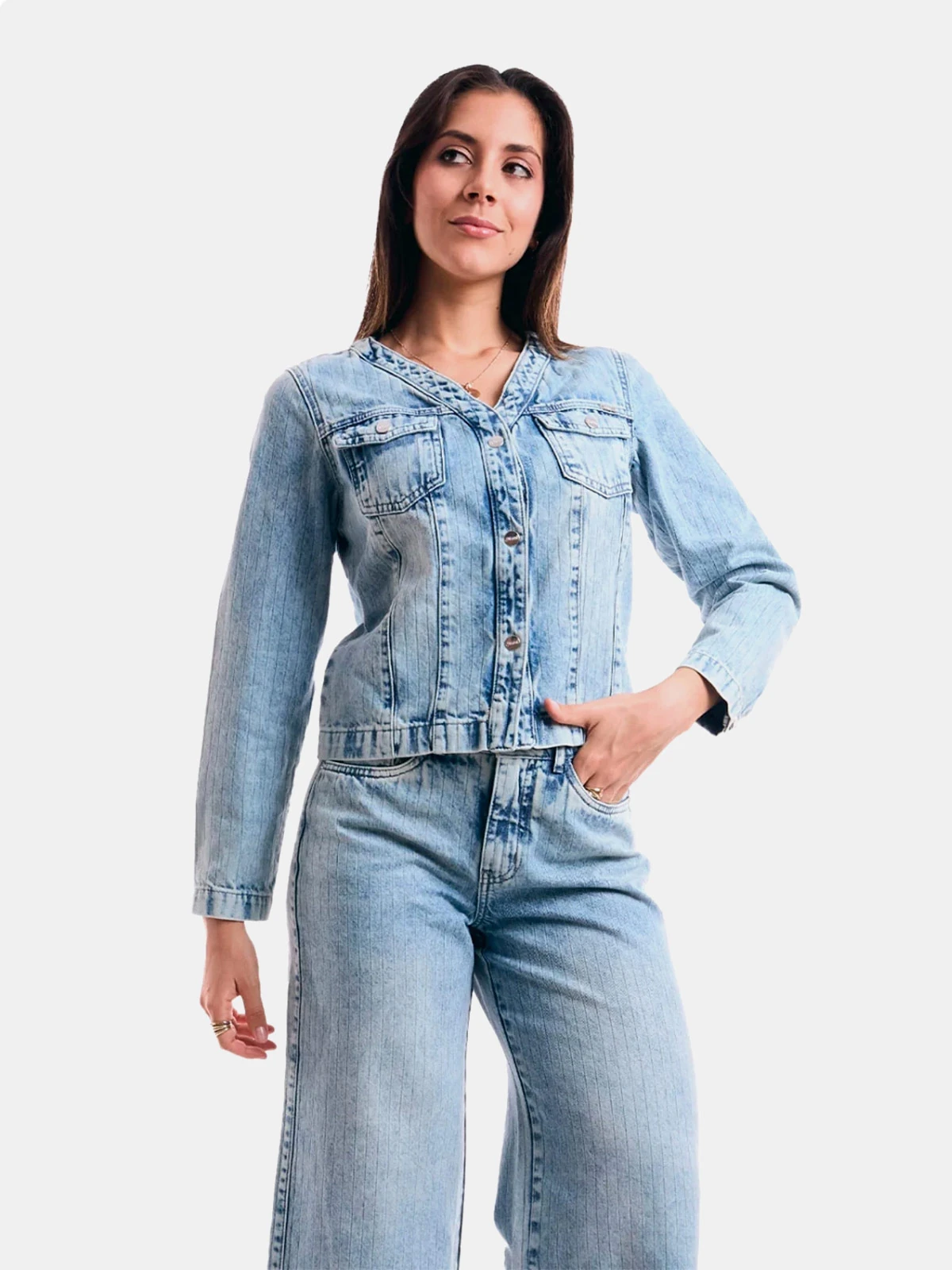 CASACA MANGA LARGA ALGODÓN MUJER METAL JEANS DENIM EMI - 2