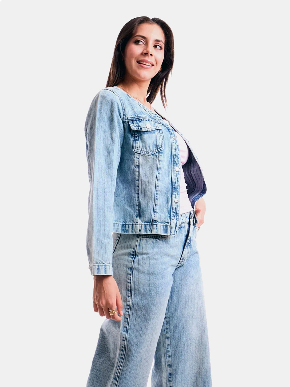 CASACA MANGA LARGA ALGODÓN MUJER METAL JEANS DENIM EMI - 4