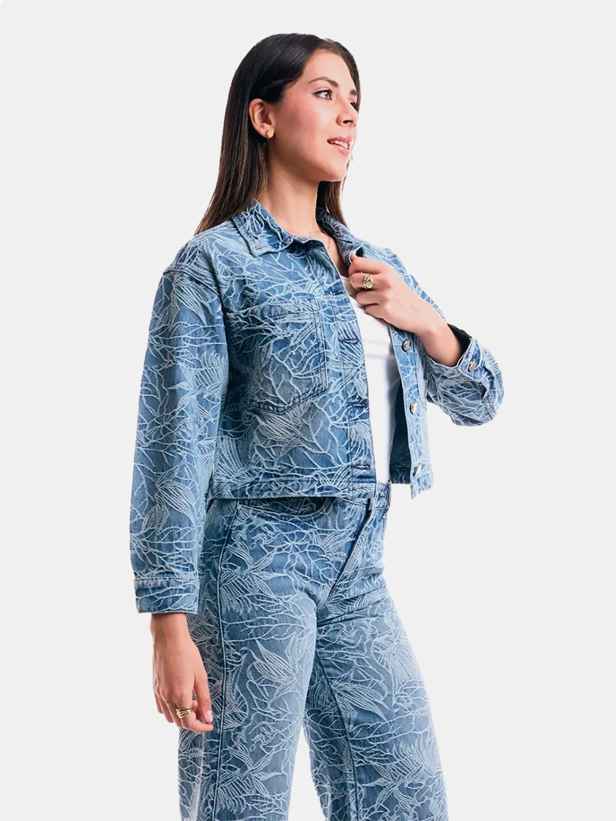 CASACA MANGA LARGA ALGODÓN MUJER METAL JEANS DENIM TEXTURA NAOMI - 4