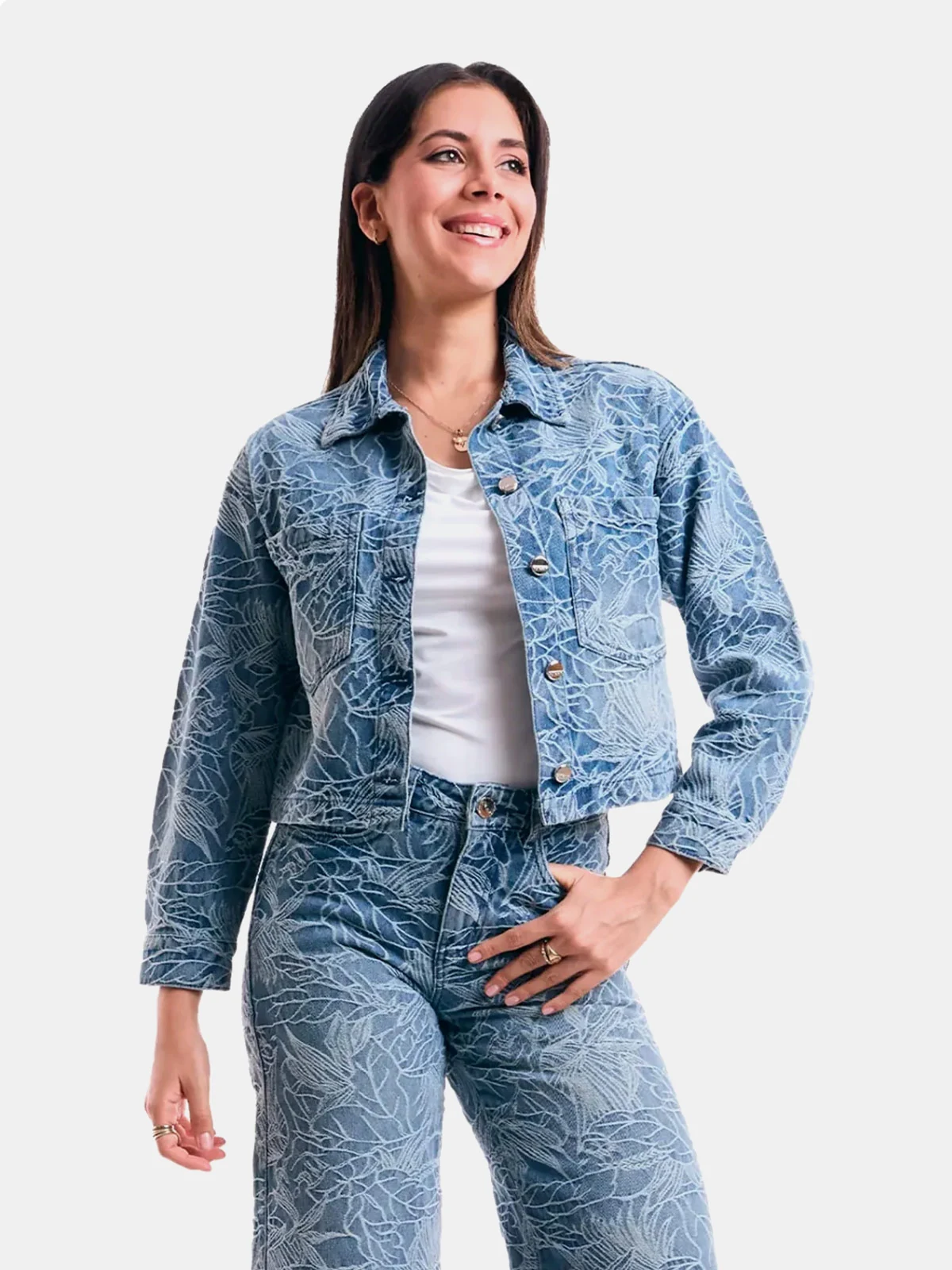 CASACA MANGA LARGA ALGODÓN MUJER METAL JEANS DENIM TEXTURA NAOMI - 2