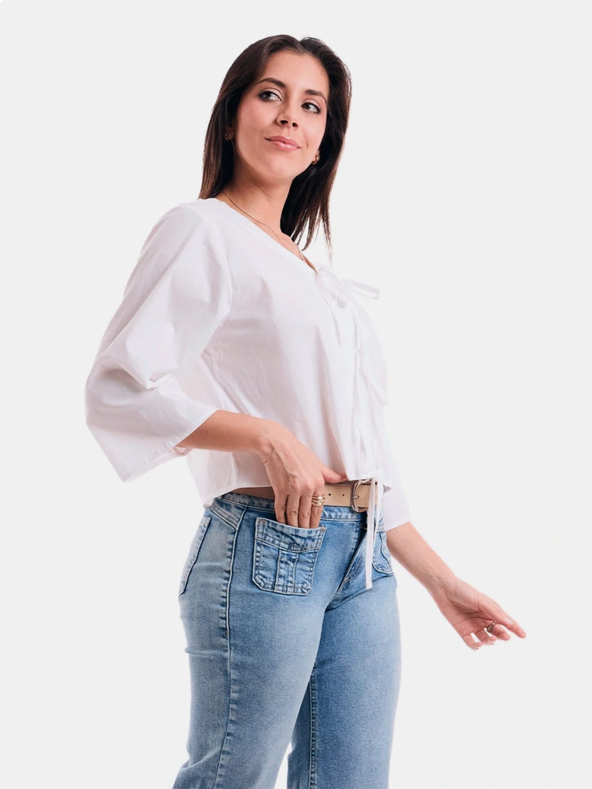 BLUSA ALGODÓN MUJER METAL JEANS LAZOS YUMIKO - 4