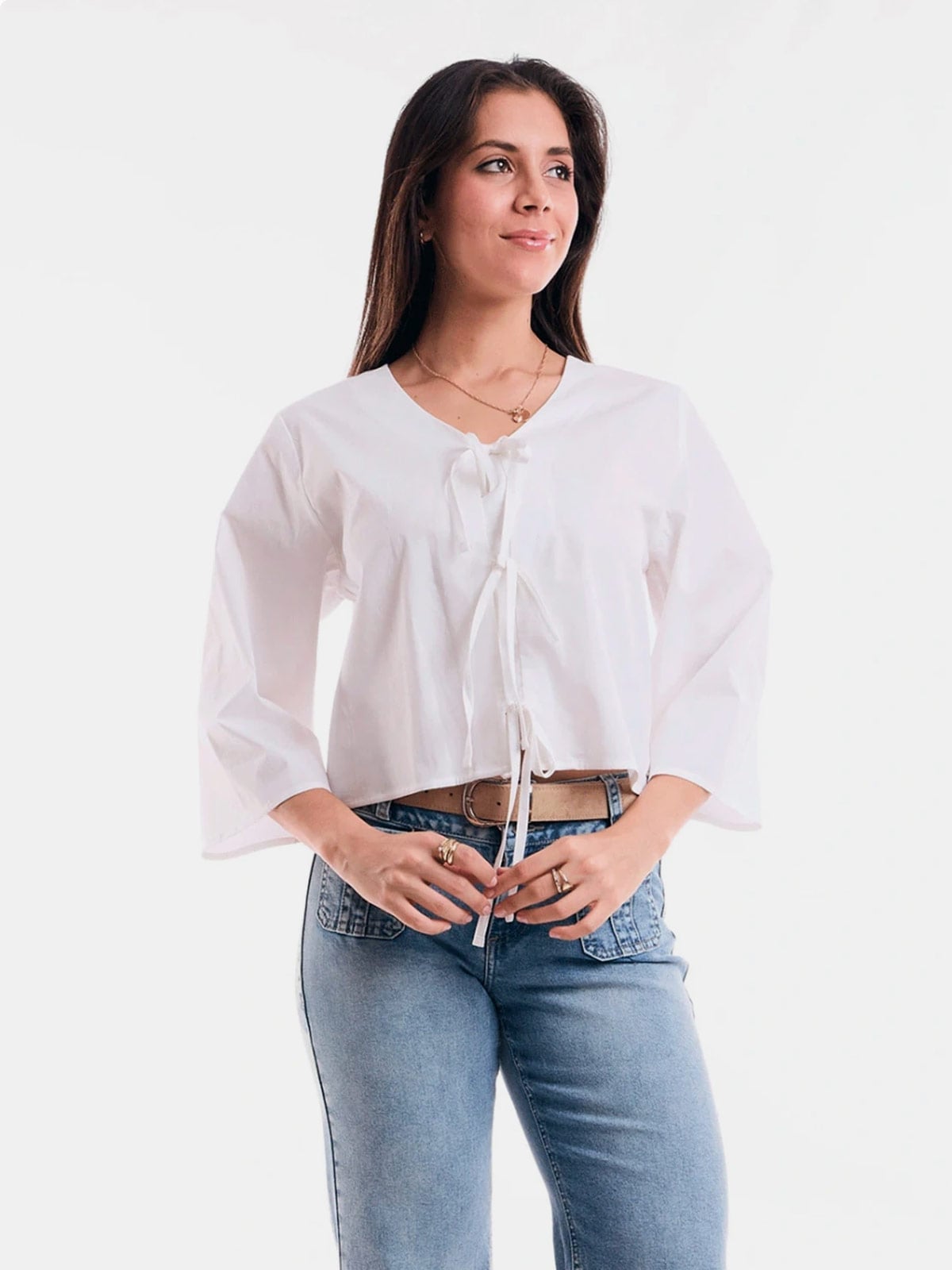 BLUSA ALGODÓN MUJER METAL JEANS LAZOS YUMIKO - 2