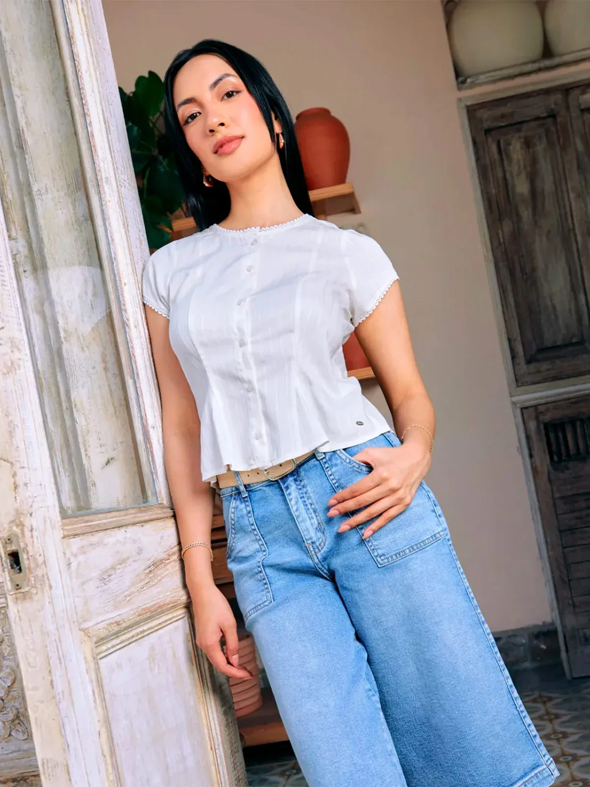 BLUSA MUJER METAL JEANS PEPLUM KIMURA - 1