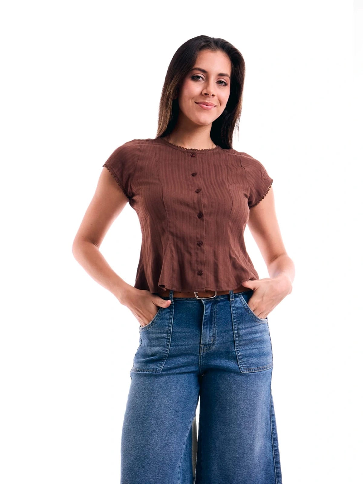 BLUSA MUJER METAL JEANS PEPLUM KIMURA - 2