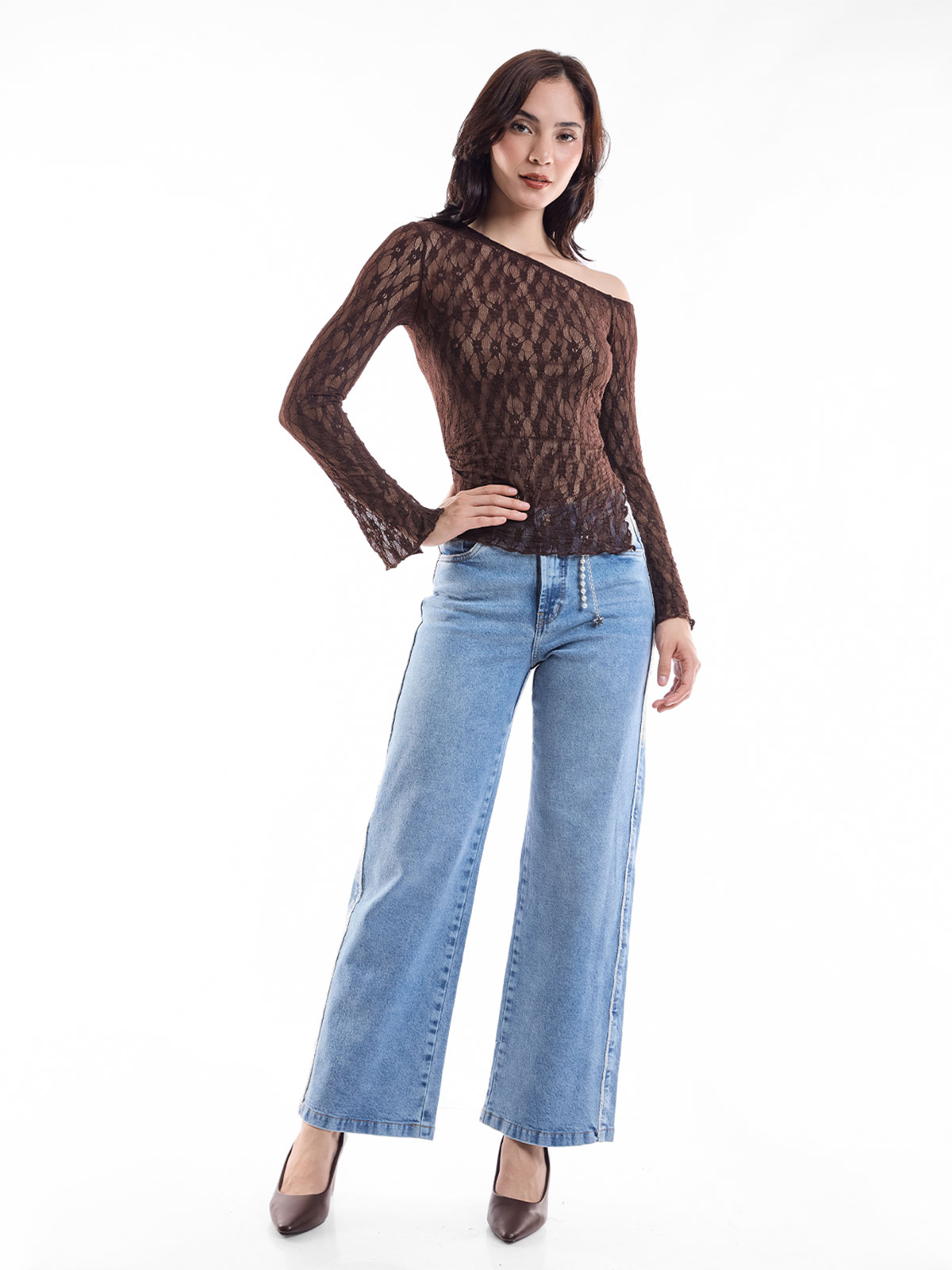 POLO MANGA LARGA MUJER METAL JEANS ENCAJE ANGIE  - 4