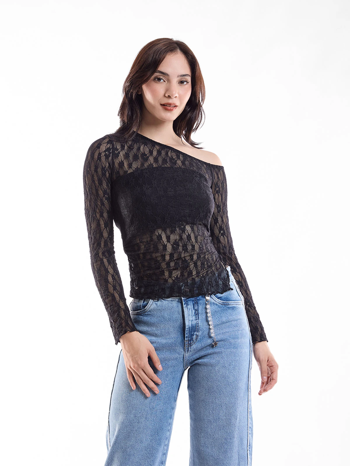 POLO MANGA LARGA MUJER METAL JEANS ENCAJE ANGIE  - 1