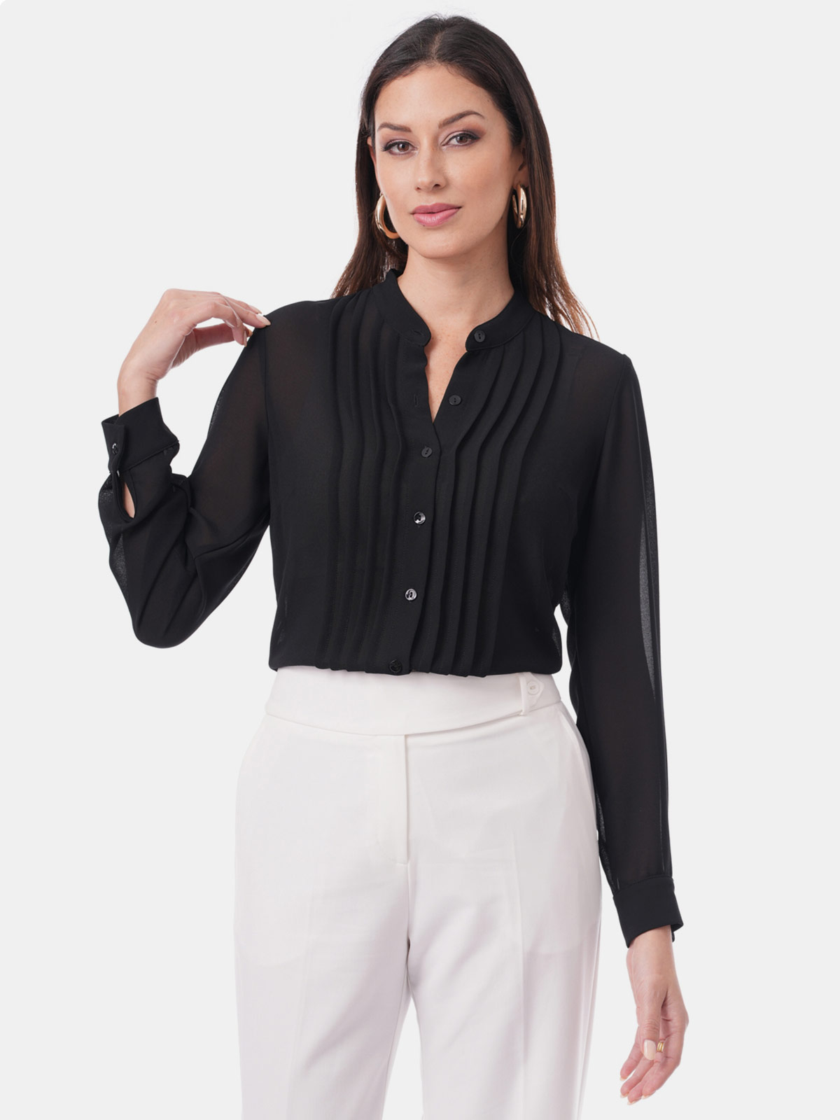 BLUSA MANGA LARGA CP MODA DE COLECCIÓN NEGRO - 3