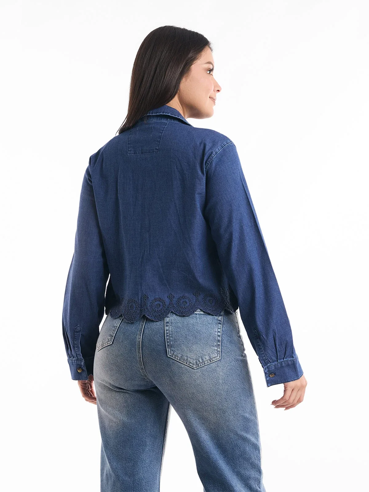 BLUSA MANGA LARGA ALGODÓN MUJER METAL JEANS DENIM SAMARA - 2