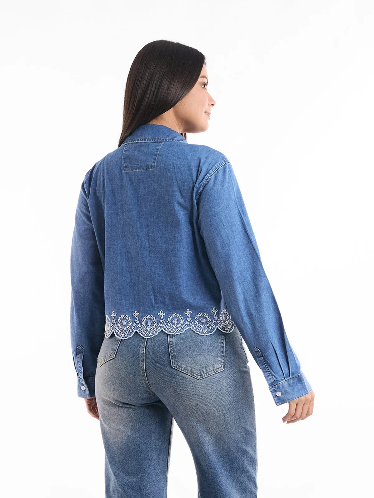 BLUSA MANGA LARGA ALGODÓN MUJER METAL JEANS DENIM SAMARA - 2
