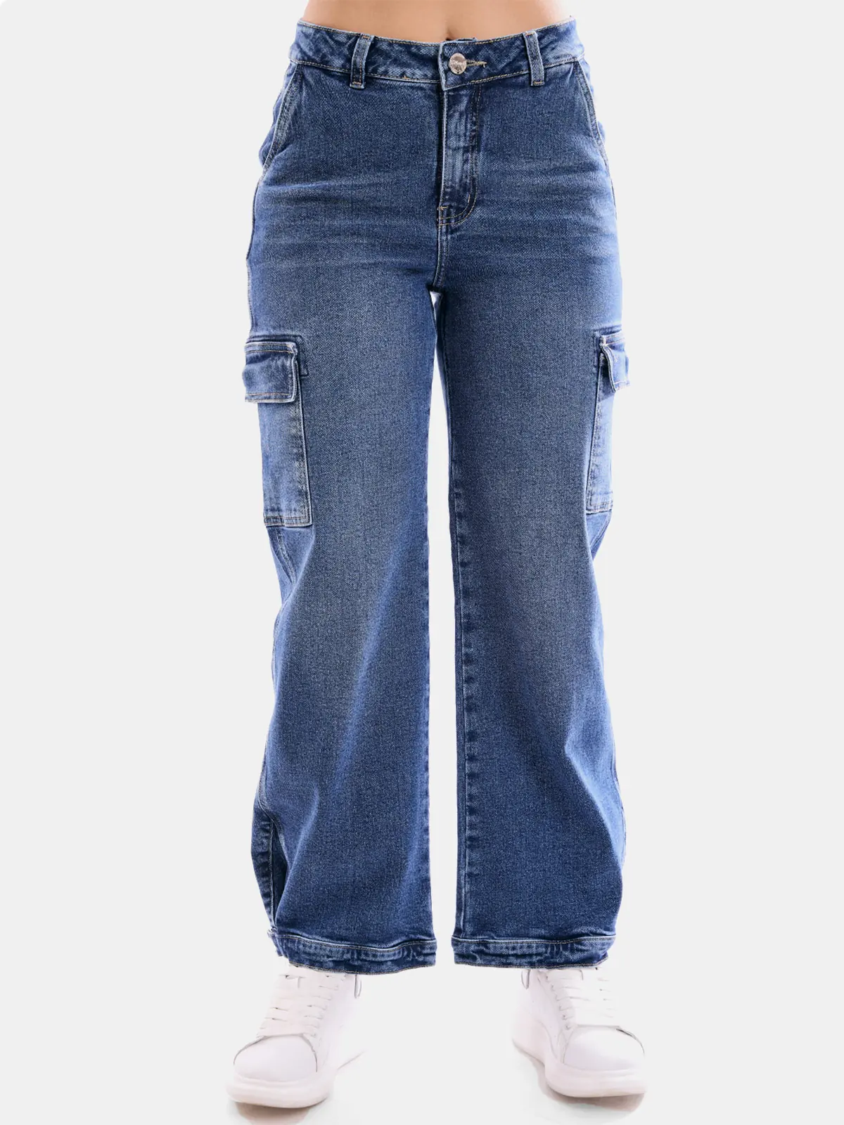 JEANS ALGODÓN MUJER REGULAR CARGO METAL JEANS BELEN - 2
