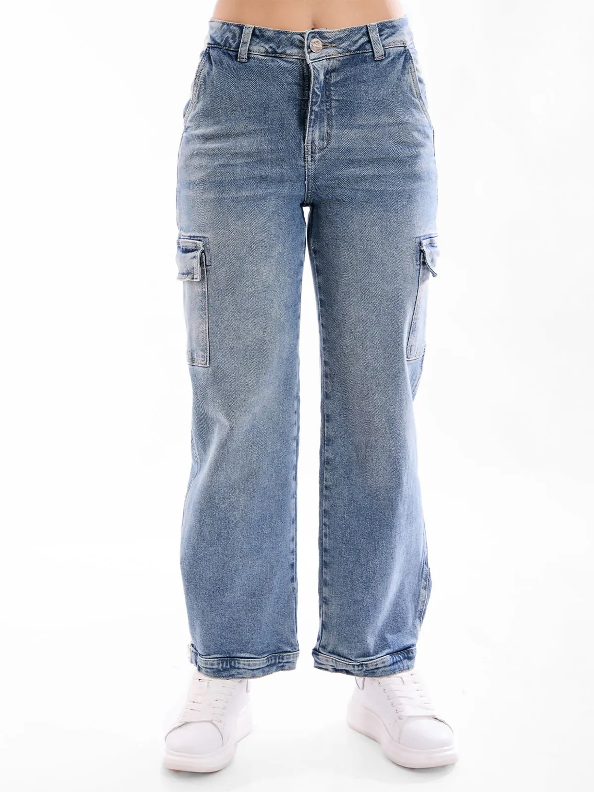 JEANS ALGODÓN MUJER REGULAR CARGO METAL JEANS BELEN - 2