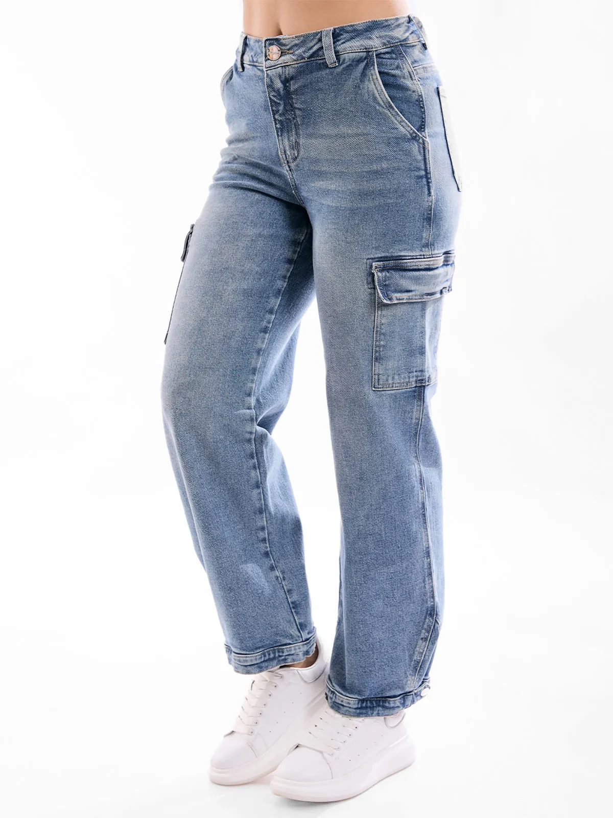 JEANS ALGODÓN MUJER REGULAR CARGO METAL JEANS BELEN - 4