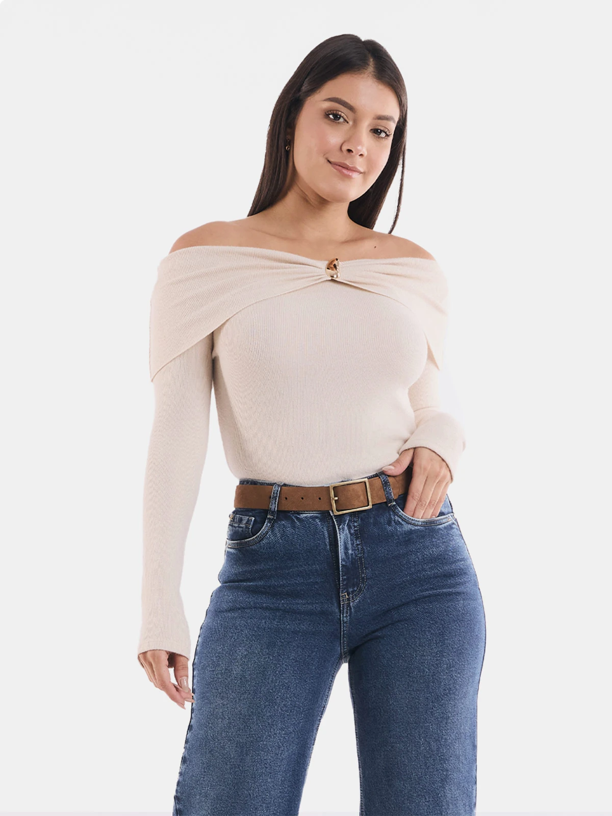 POLO SIN MANGAS MUJER METAL JEANS BEIGE TIANY - 1