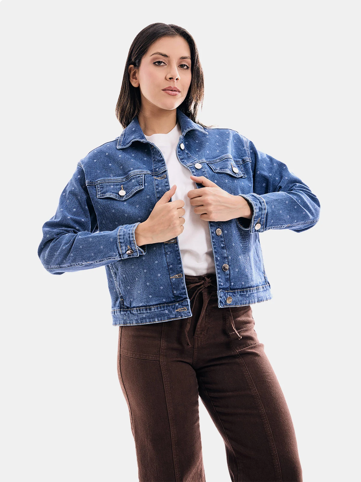 CASACA MUJER METAL JEANS AZUL LUNARES ATENEA - 3