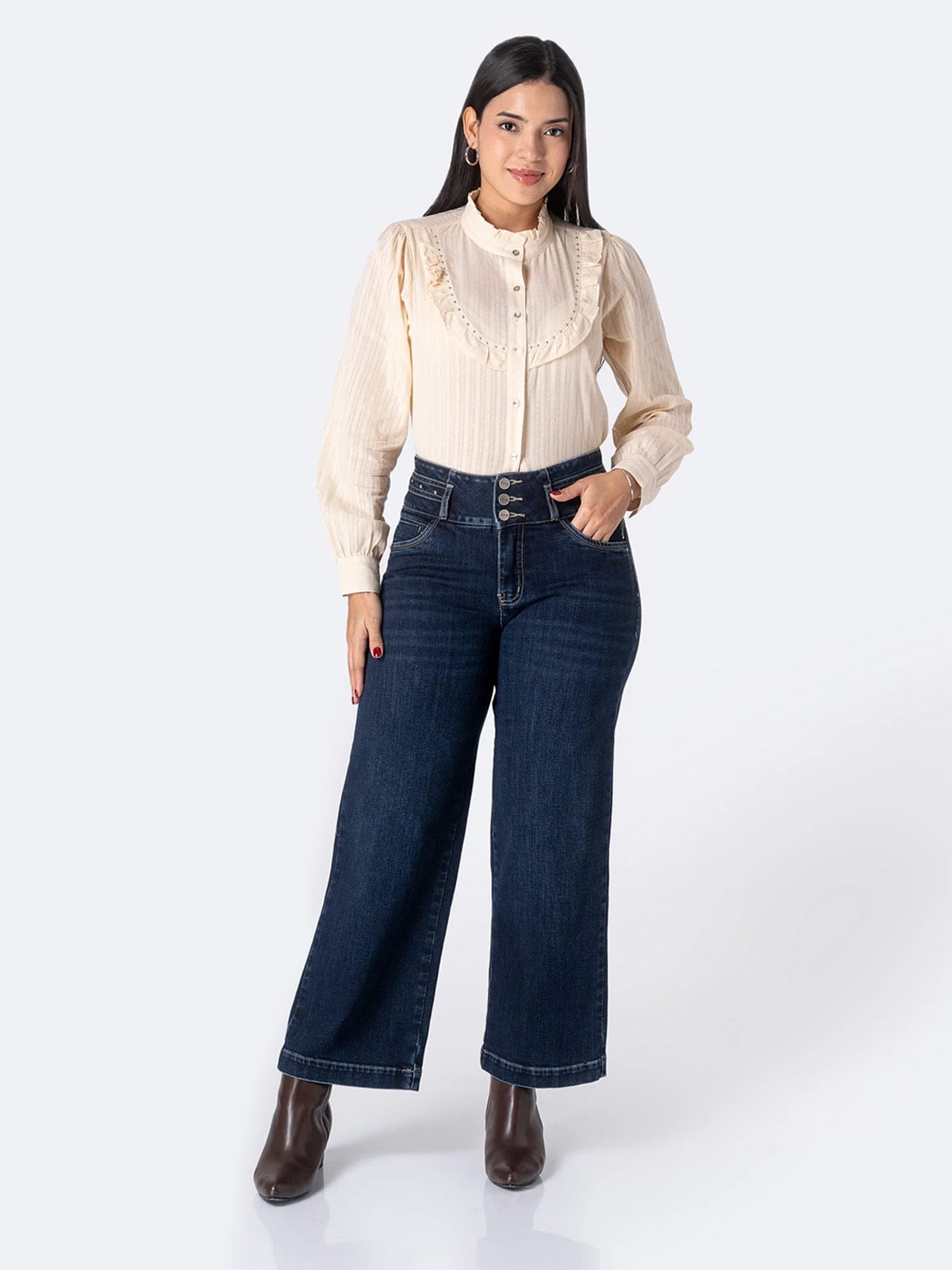 JEAN WIDE LEG MUJER PIONIER DENIM STRETCH IRYZ - 1