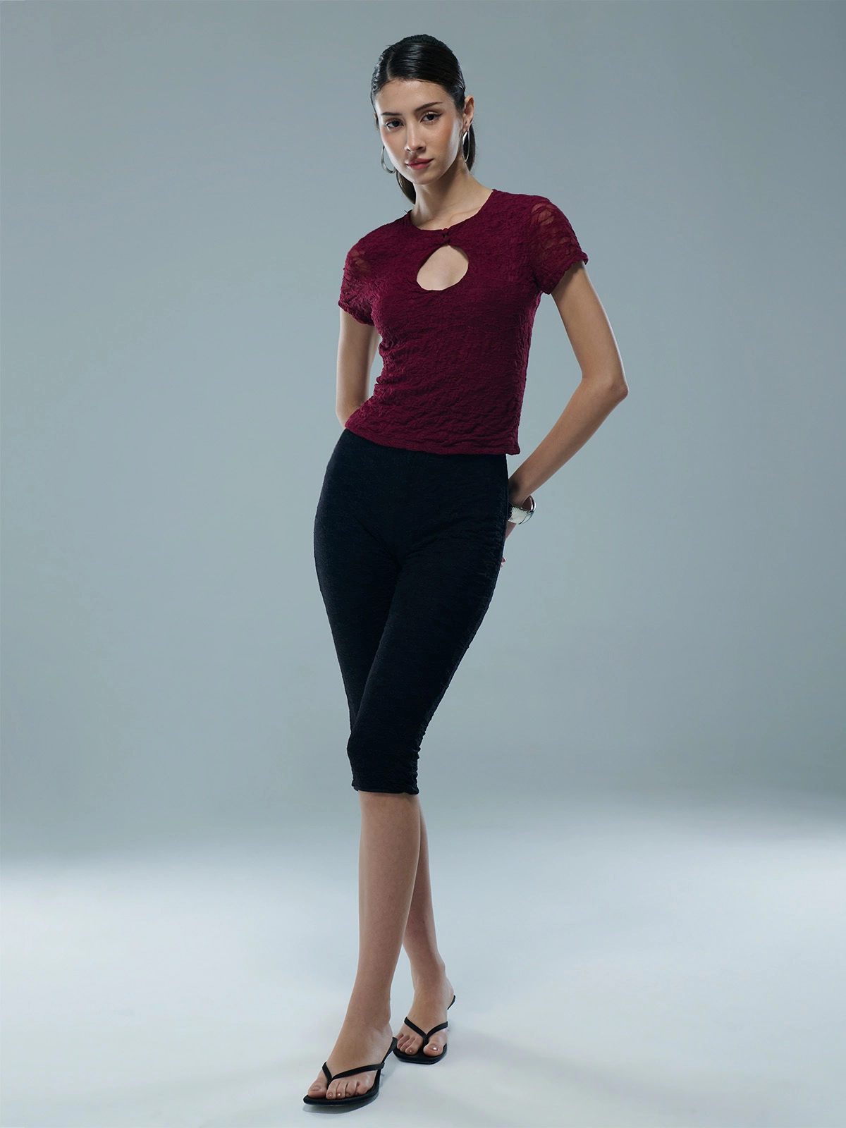 PANTALÓN CAPRI MUJER INDEX ENCAJE - 1