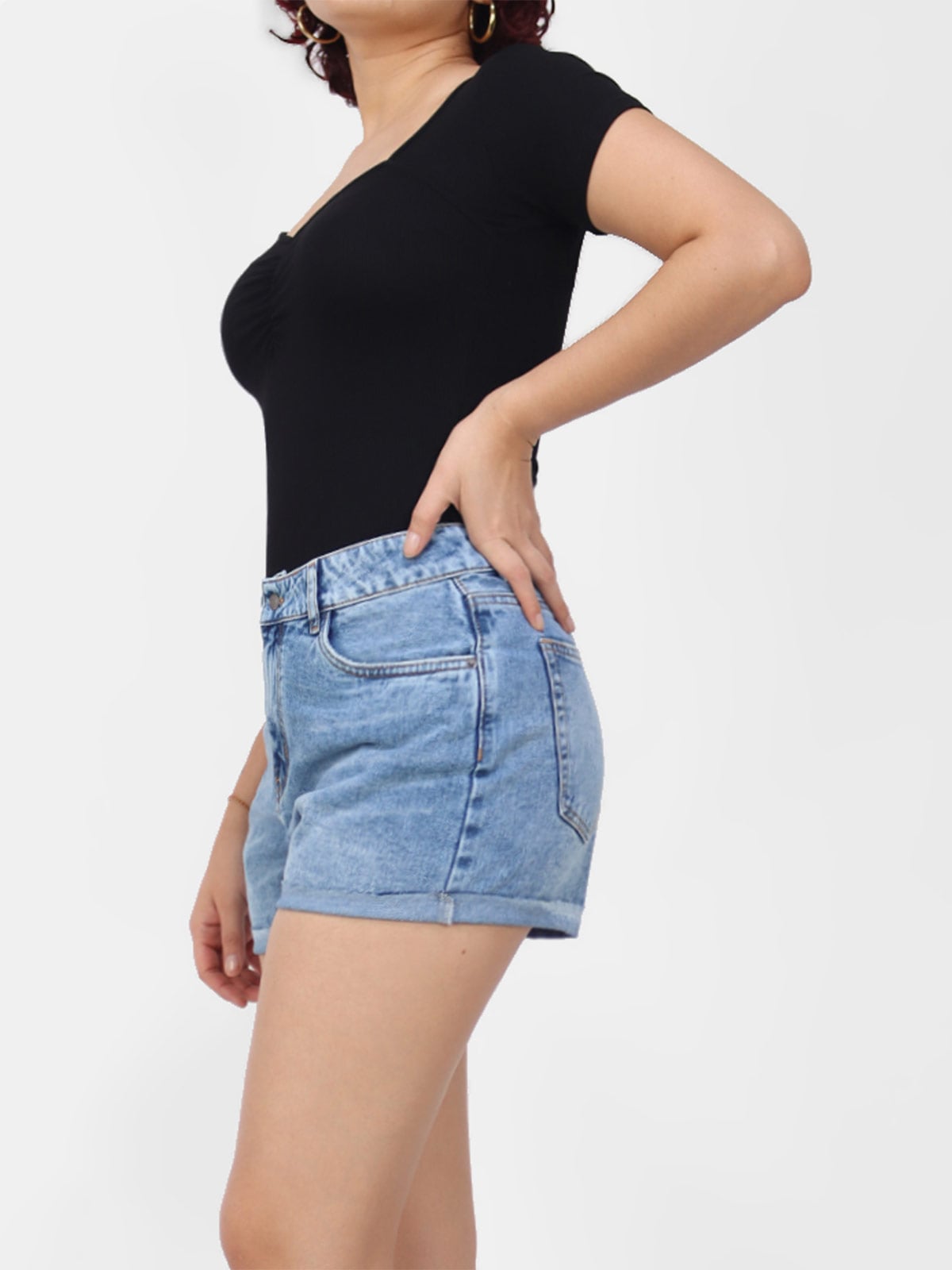 SHORTS ALGODÓN MOM MUJER KAYRA POBLET PERFECT FIT CELESTE - 3