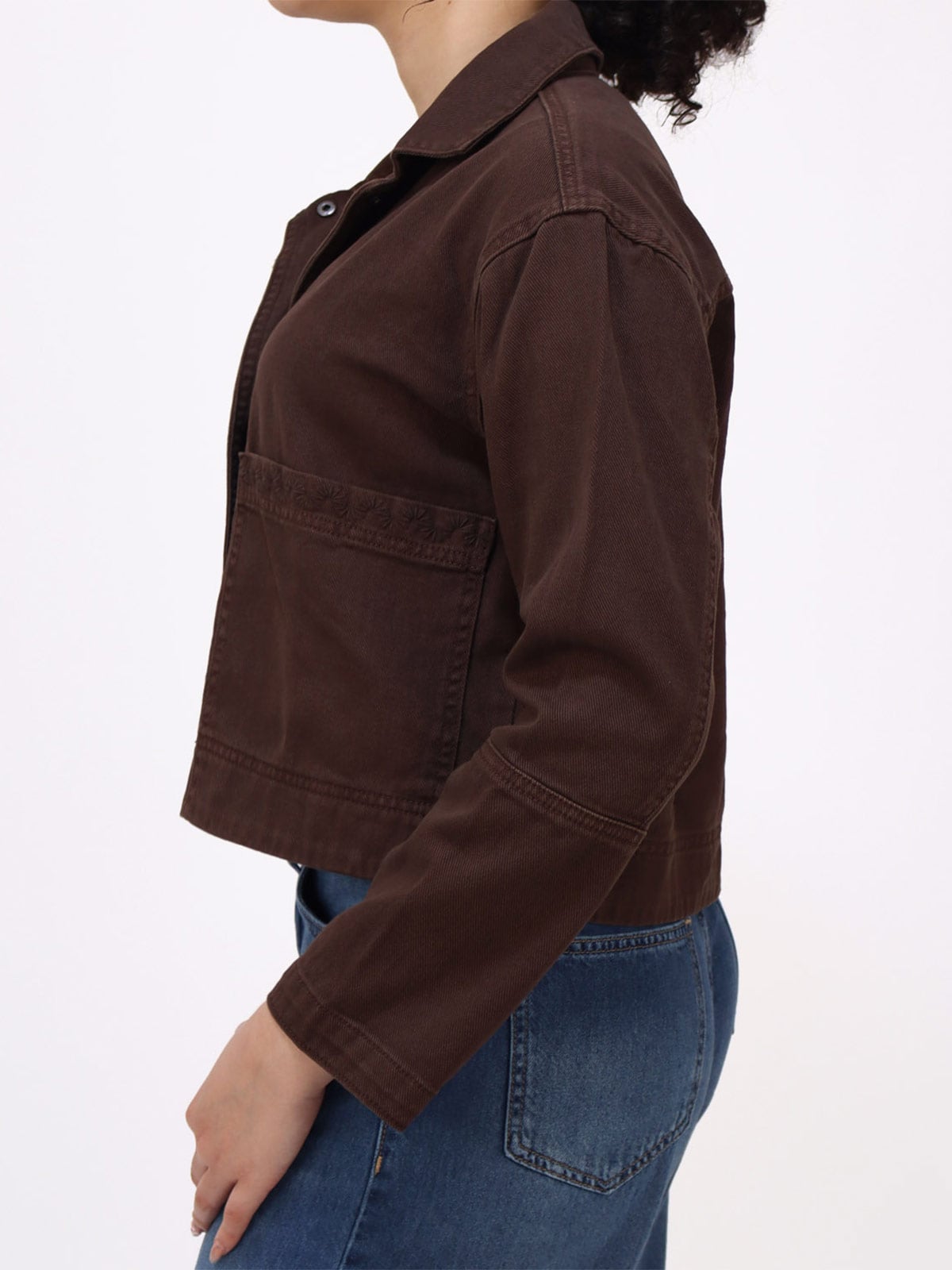 CASACA MUJER KAYRA POBLET PERFECT FIT BORDADA MARRÓN - 3