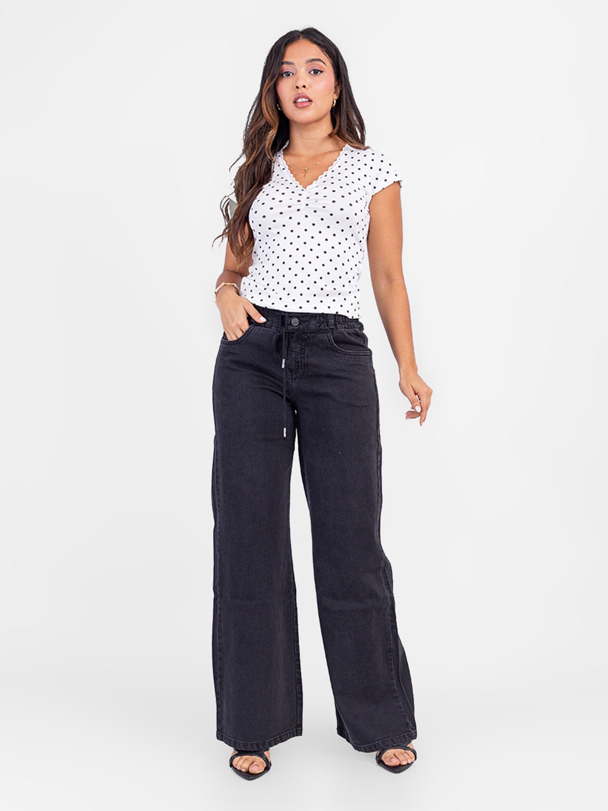 JEANS ALGODÓN WIDE LEG MUJER SODA BLUES GRIS - 1
