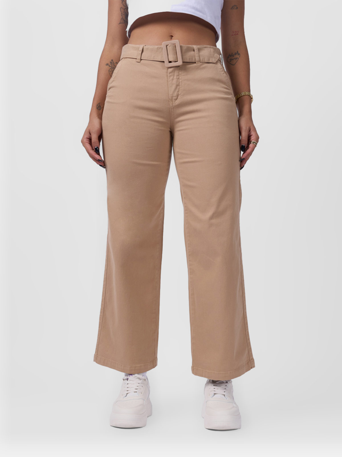 PANTALÓN ALGODÓN WIDELEG MUJER BRONCO AYELIN - 2