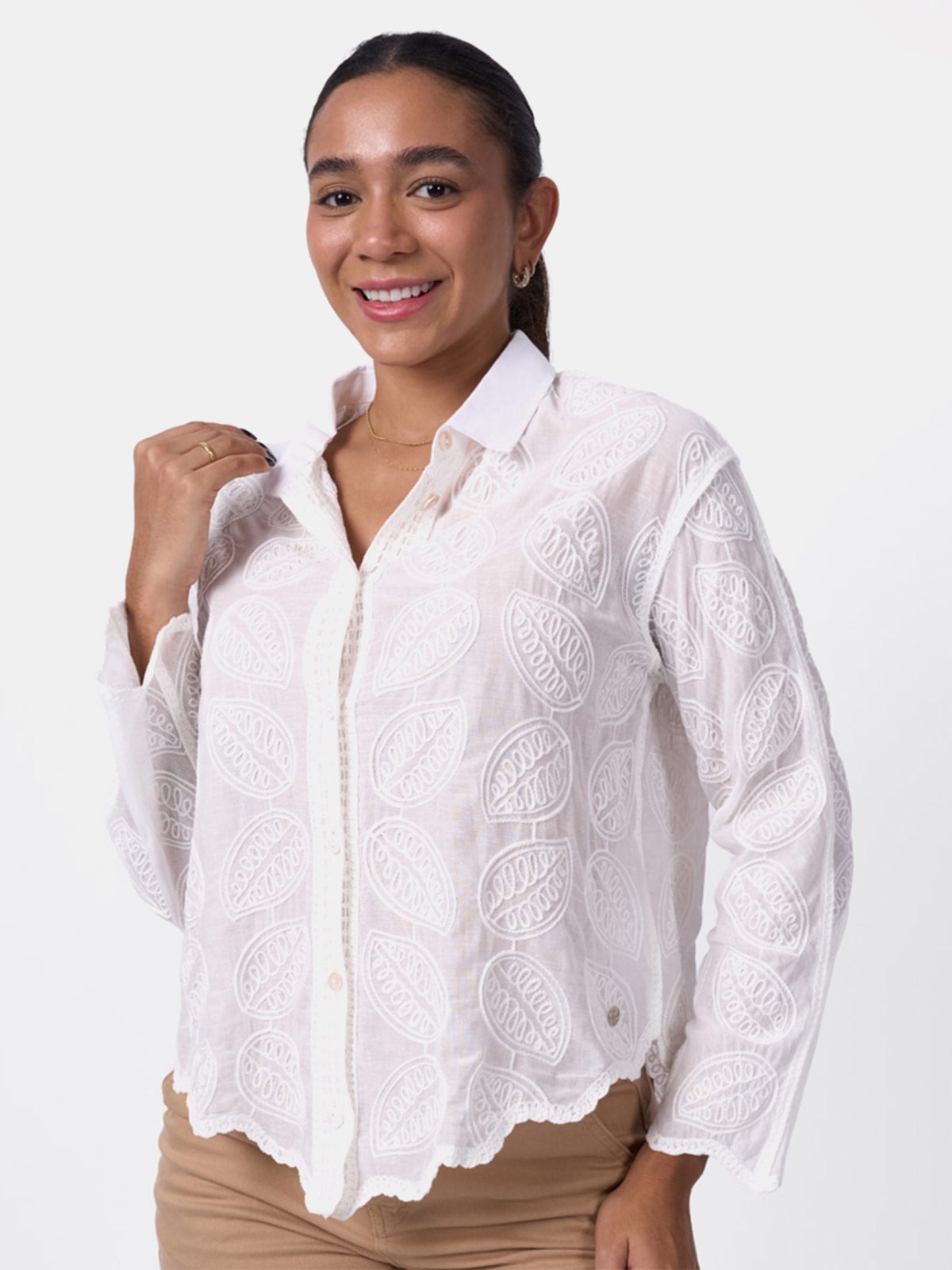 BLUSA MANGA LARGA ALGODÓN MUJER BRONCO JIMENA - 1