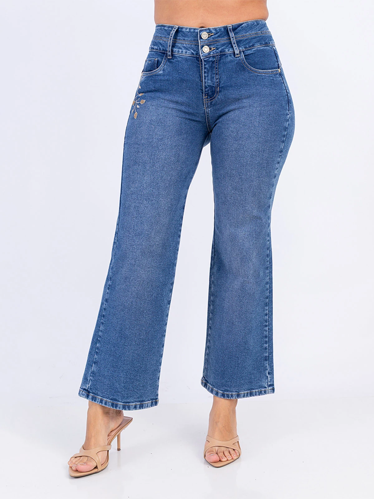 JEANS ALGODÓN REGULAR MUJER SODA BLUES BORDADO BENETI - 2