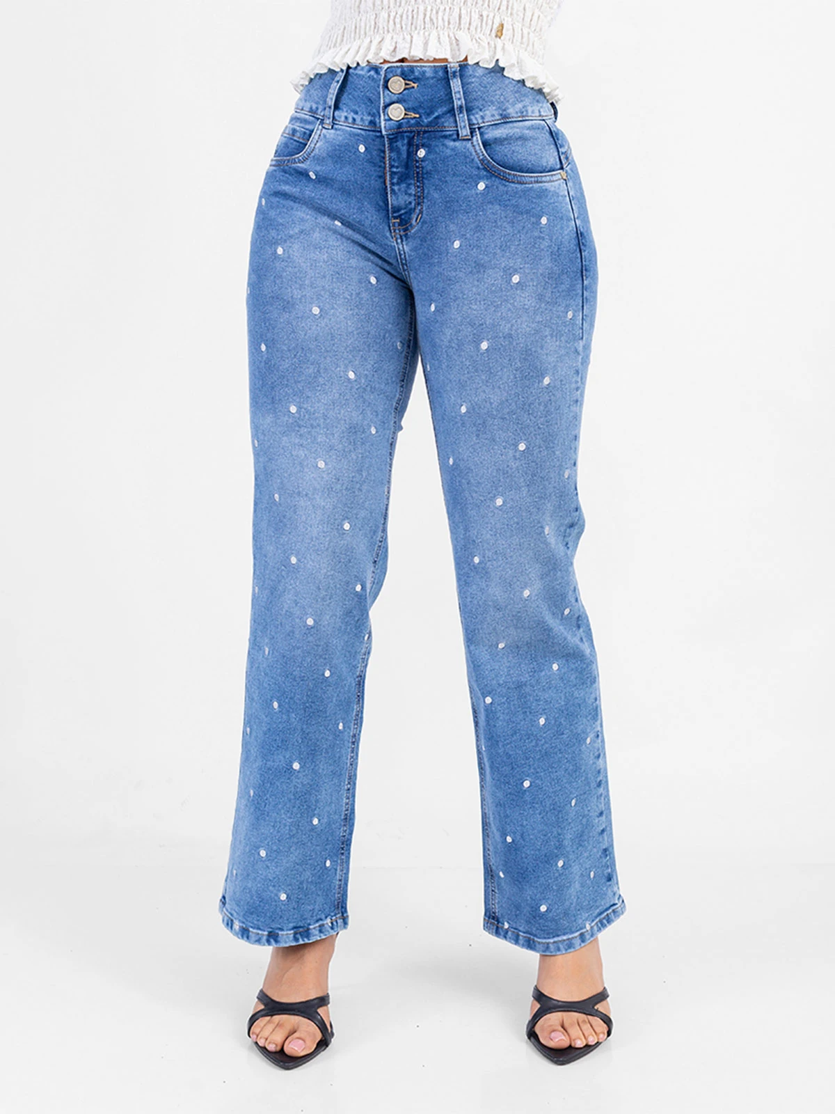 JEANS ALGODÓN REGULAR MUJER SODA BLUES ESTAMPADO POLKA - 2