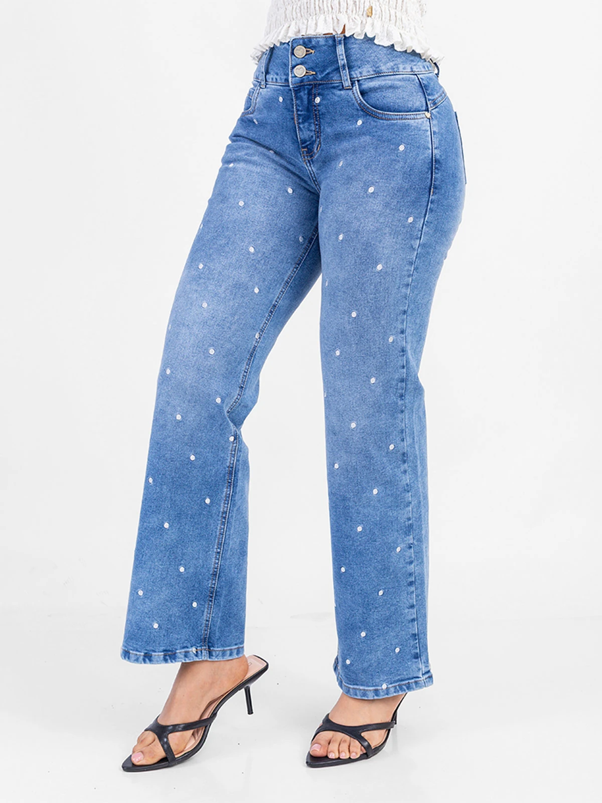 JEANS ALGODÓN REGULAR MUJER SODA BLUES ESTAMPADO POLKA - 4