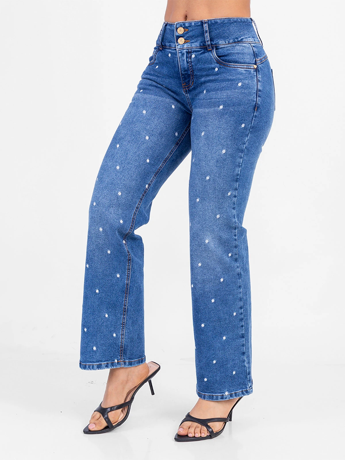 JEANS ALGODÓN REGULAR MUJER SODA BLUES ESTAMPADO POLKA - 4