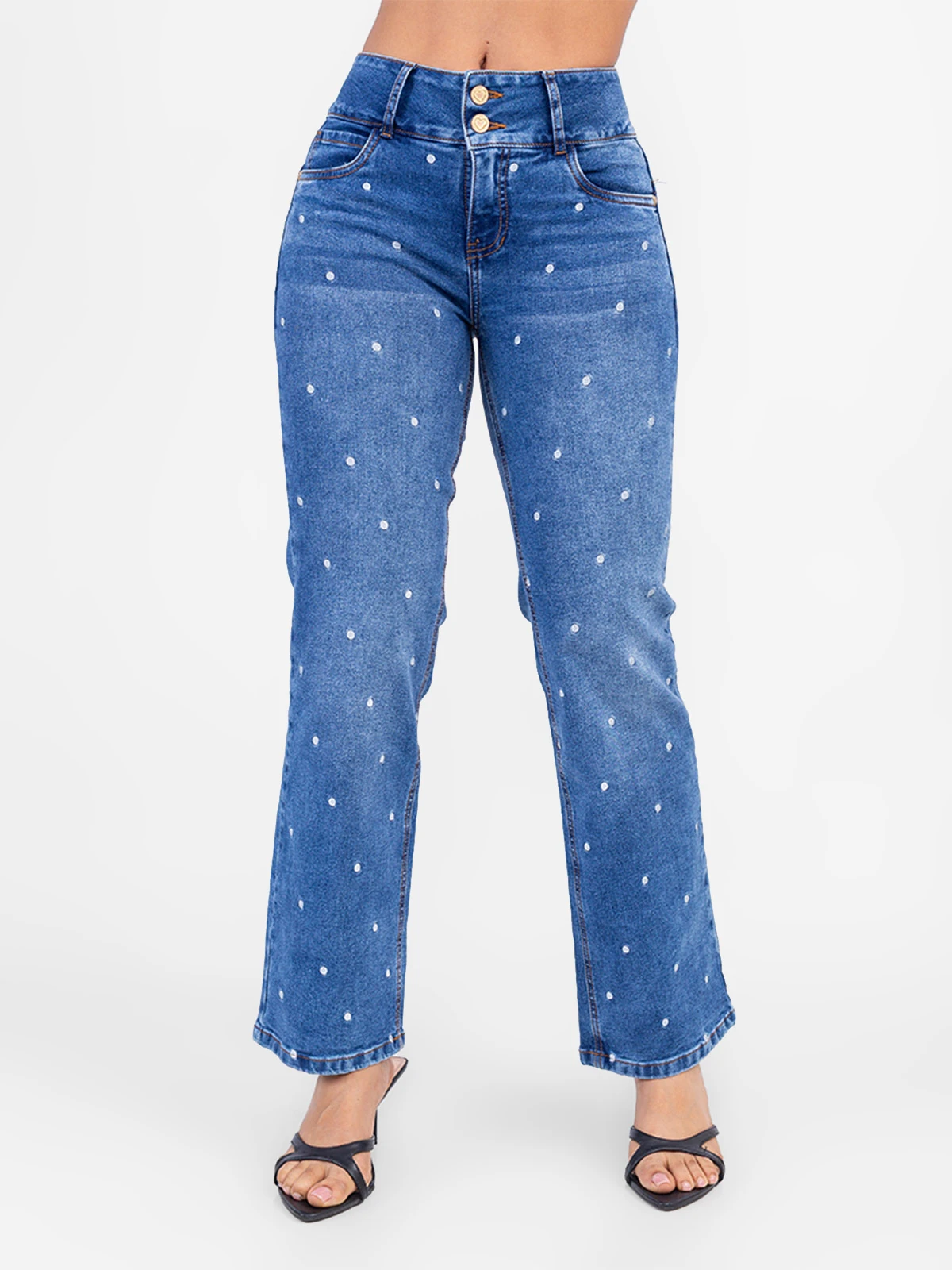 JEANS ALGODÓN REGULAR MUJER SODA BLUES ESTAMPADO POLKA - 2