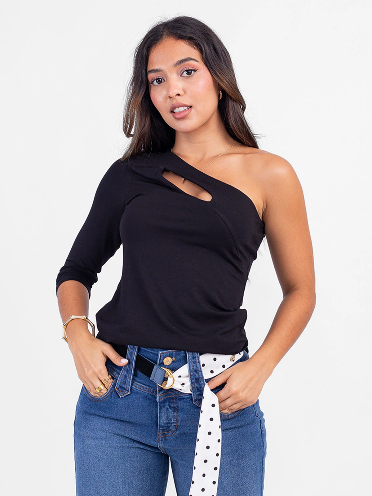 POLO MANGA ASIMÉTRICA MUJER SODA BLUES ESCOTE MIULLER - 1