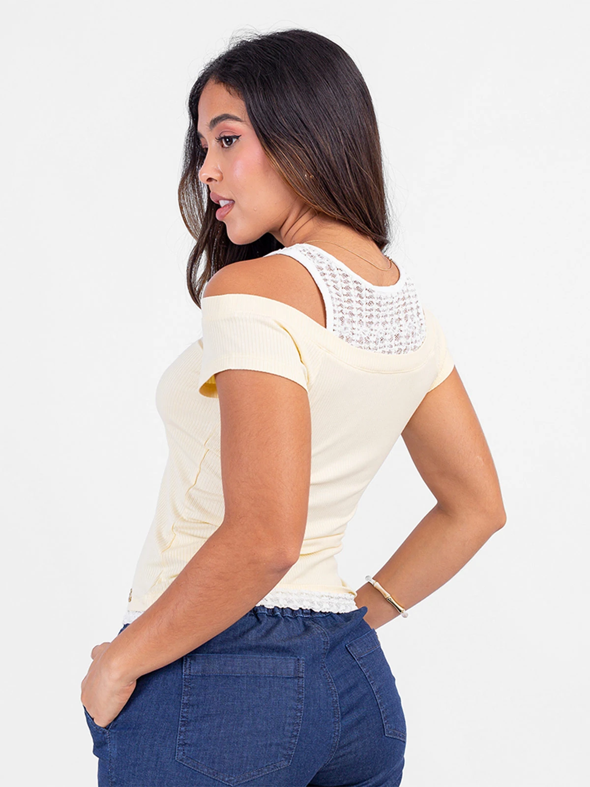POLO CUELLO OJAL MUJER SODA BLUES DETALLE ENCAJE MELVIT - 2