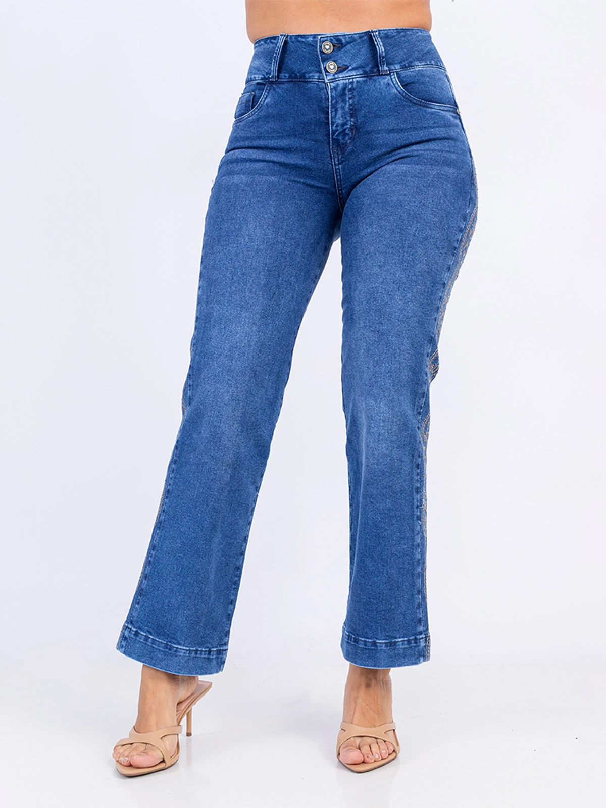 JEANS ALGODÓN REGULAR MUJER SODA BLUES BORDADO MONROY - 2