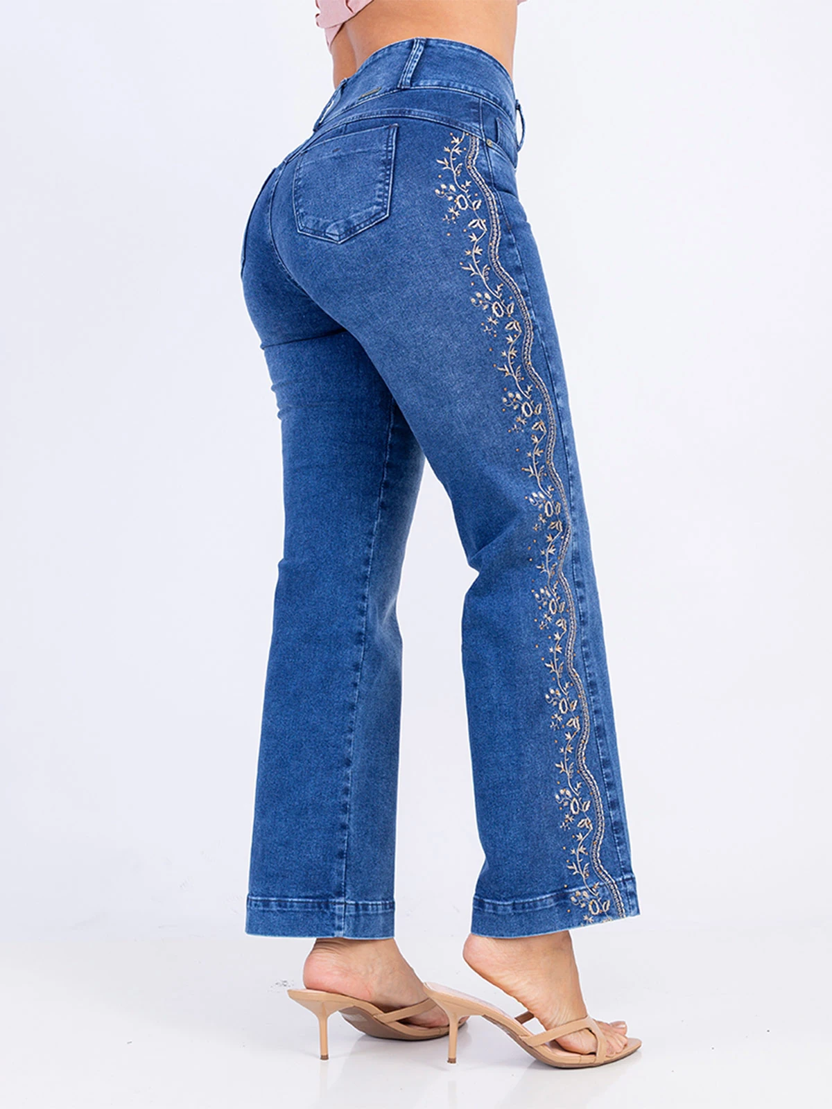 JEANS ALGODÓN REGULAR MUJER SODA BLUES BORDADO MONROY - 3