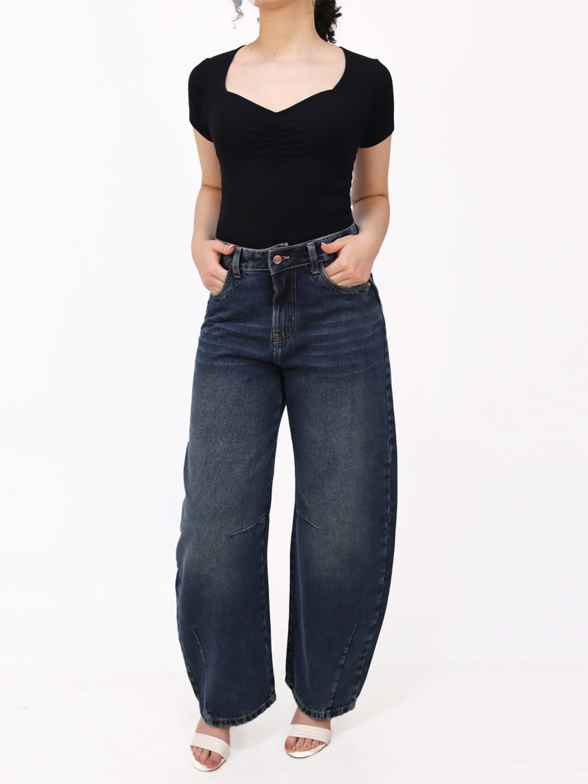 JEANS ALGODÓN REGULAR BALLON MUJER KAYRA POBLET PERFECT FIT CELESTE - 1
