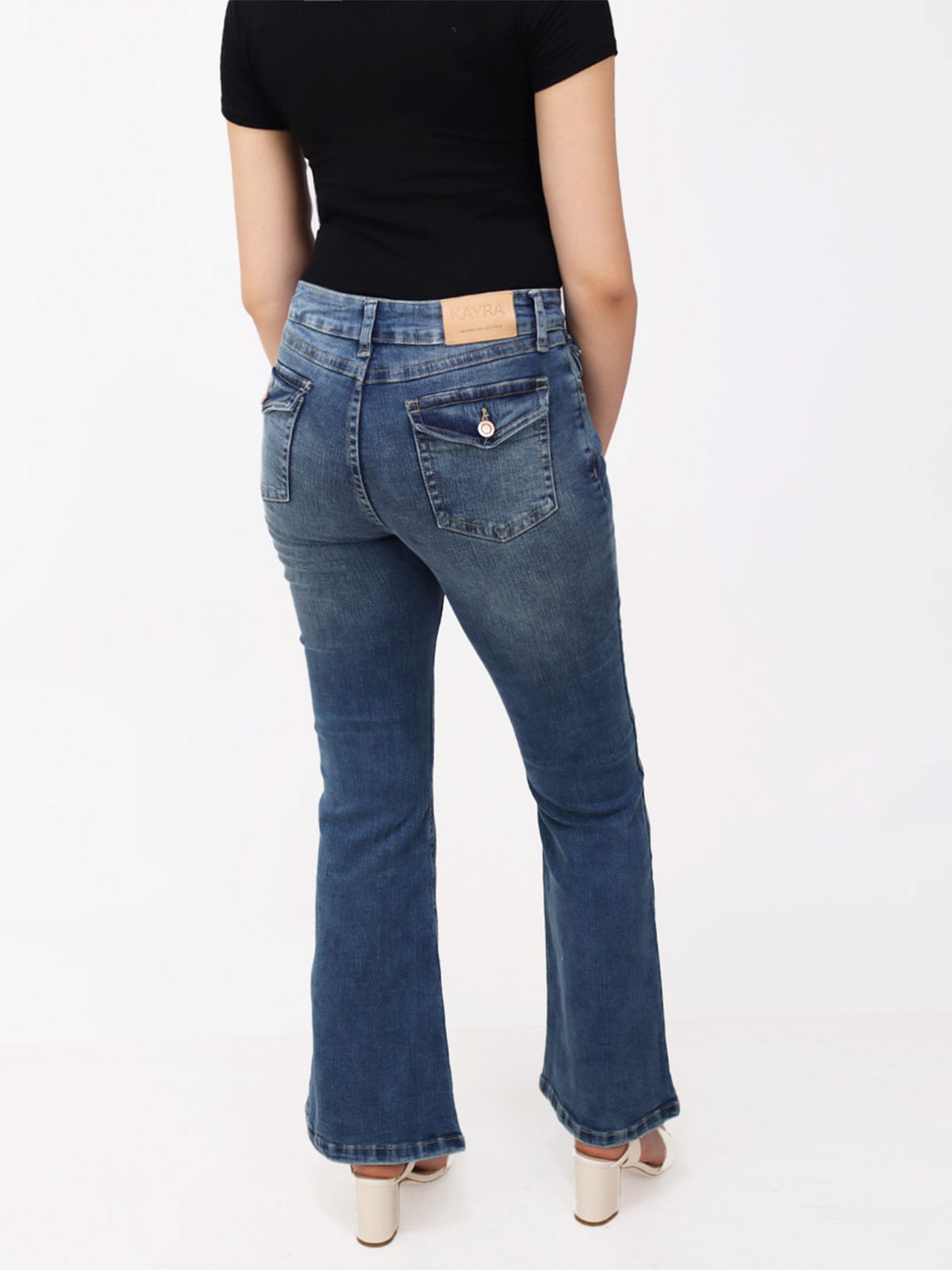 JEANS ALGODÓN REGULAR FLARE MUJER KAYRA POBLET PERFECT FIT CELESTE - 3