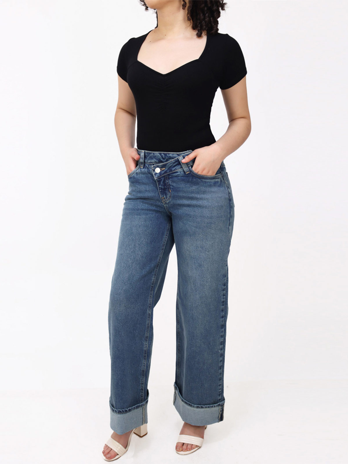 JEANS ALGODÓN REGULAR MUJER KAYRA POBLET PERFECT FIT CELESTE - 1