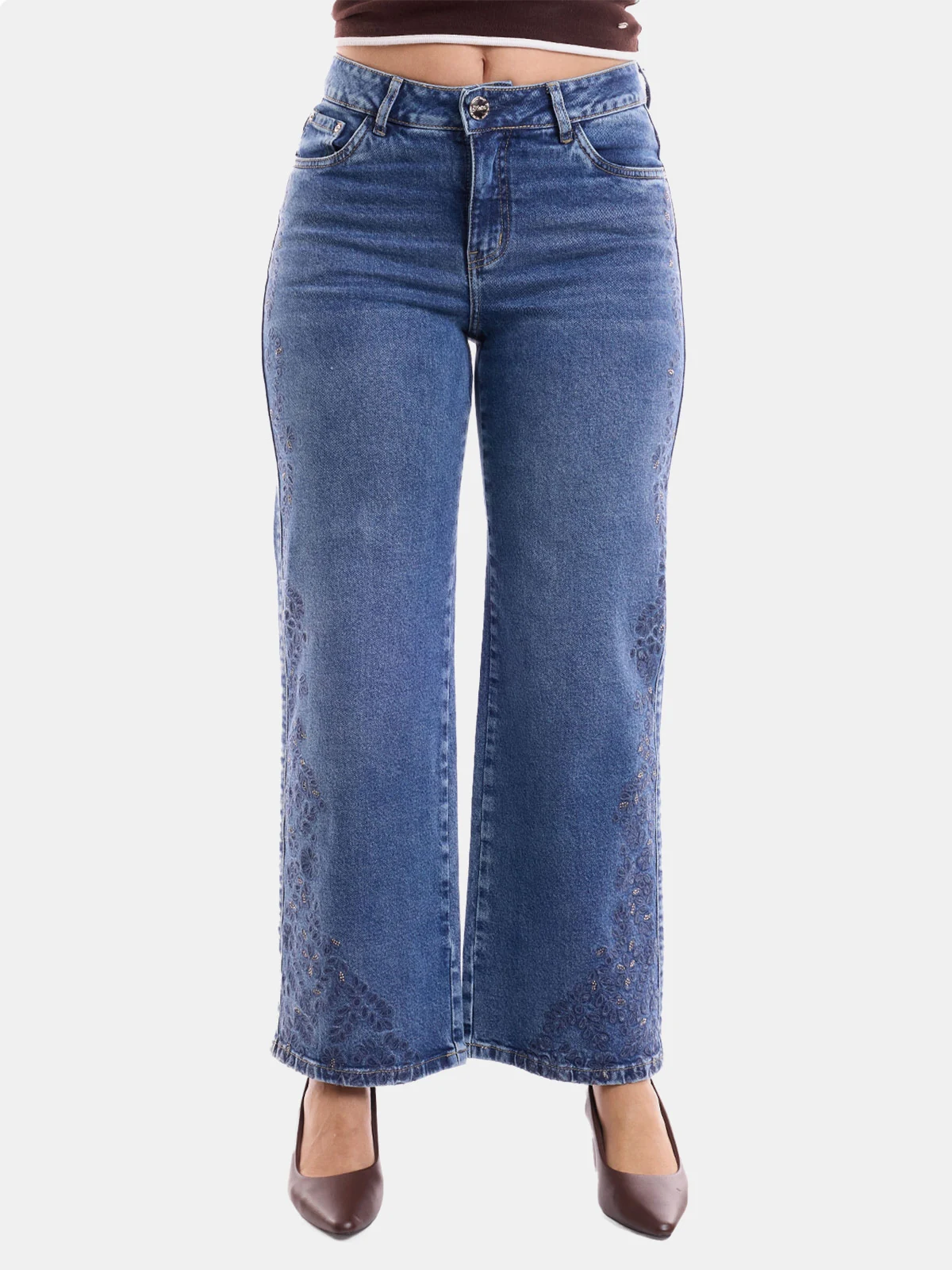 JEANS ALGODÓN STRAIGHT MUJER METAL JEANS BORDADO KATRINA - 2