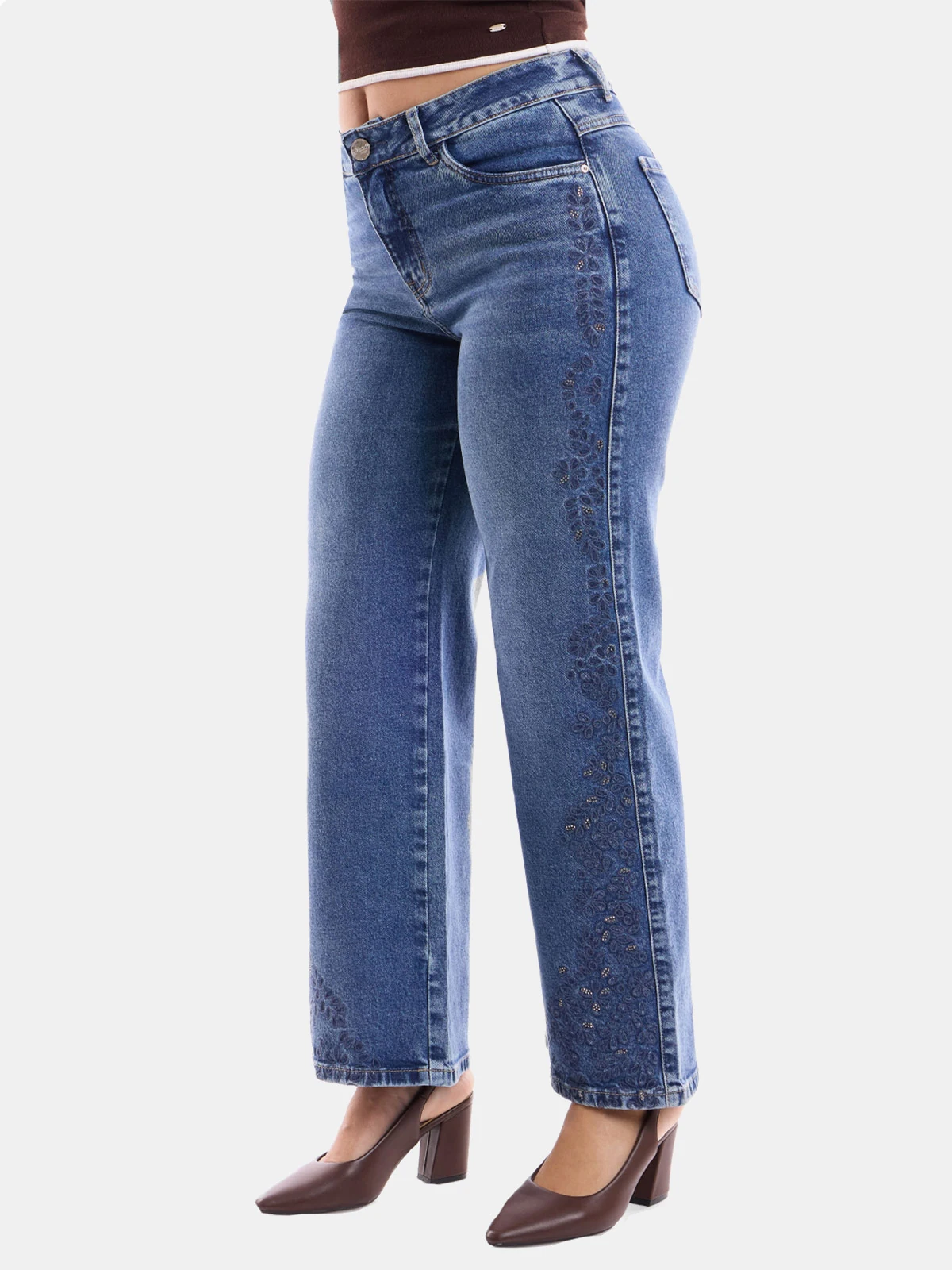 JEANS ALGODÓN STRAIGHT MUJER METAL JEANS BORDADO KATRINA - 4