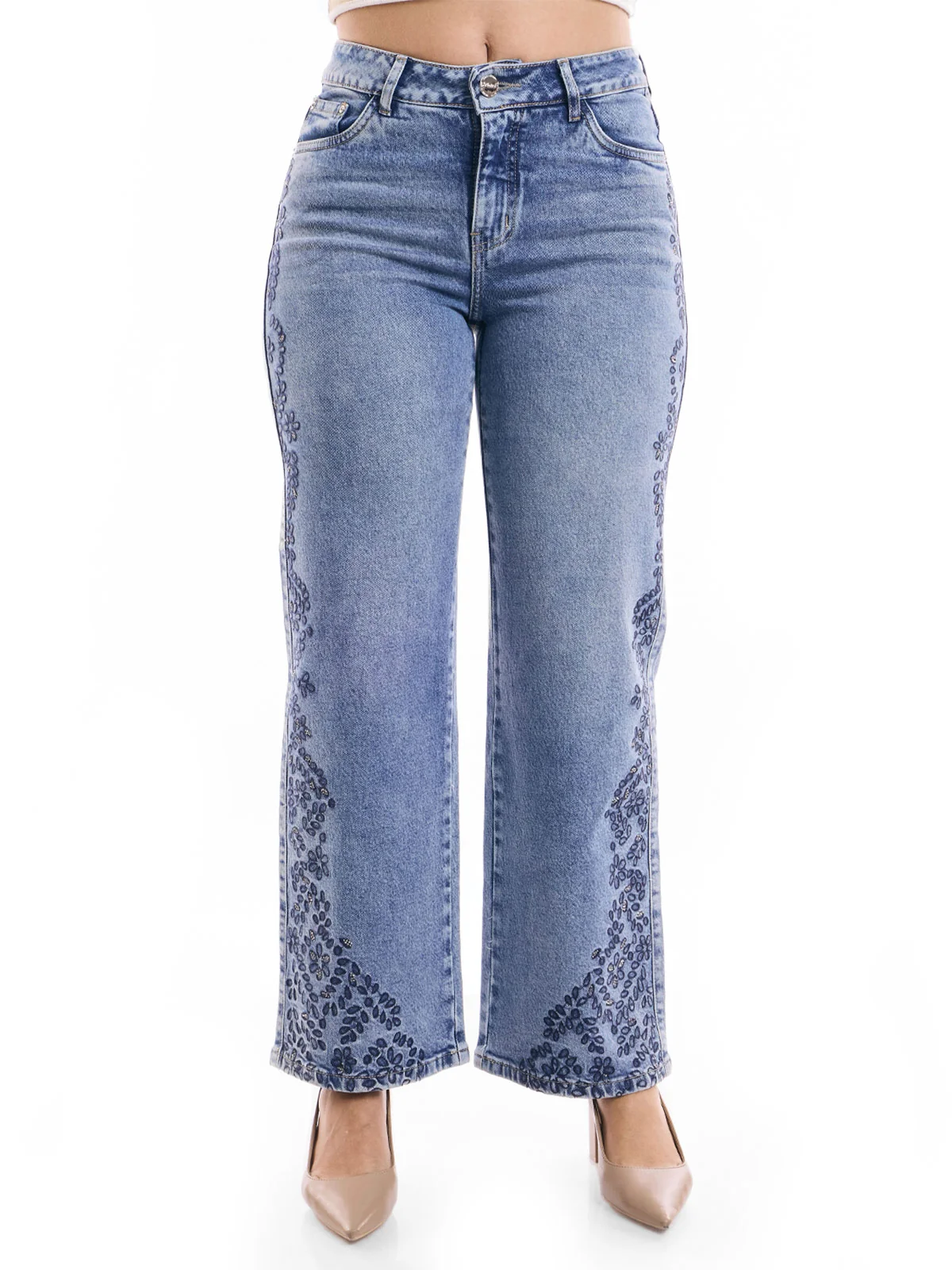 JEANS ALGODÓN STRAIGHT MUJER METAL JEANS BORDADO KATRINA - 2