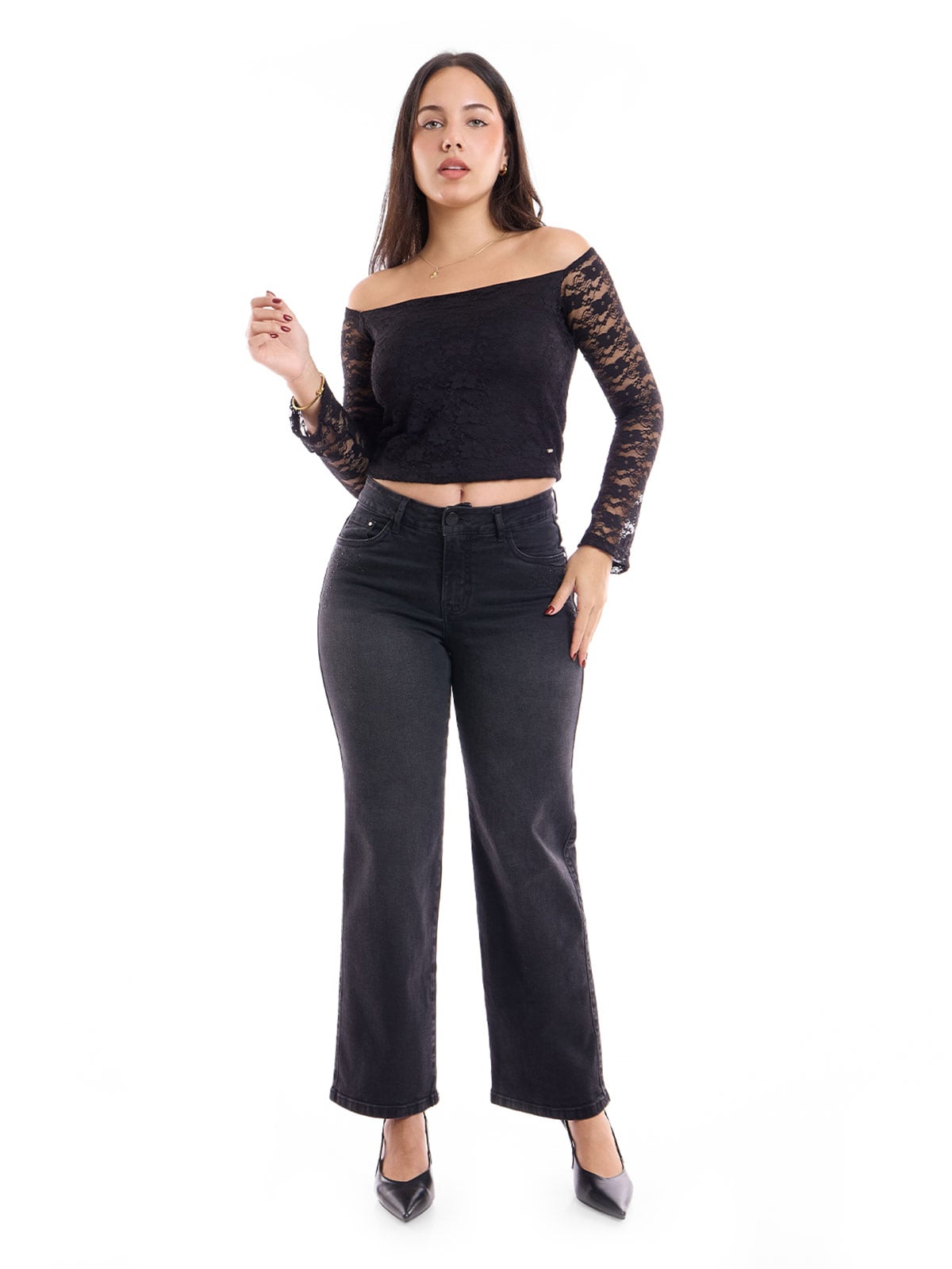 JEANS ALGODÓN STRAIGHT MUJER METAL JEANS BORDADO GUADALUPE - 1