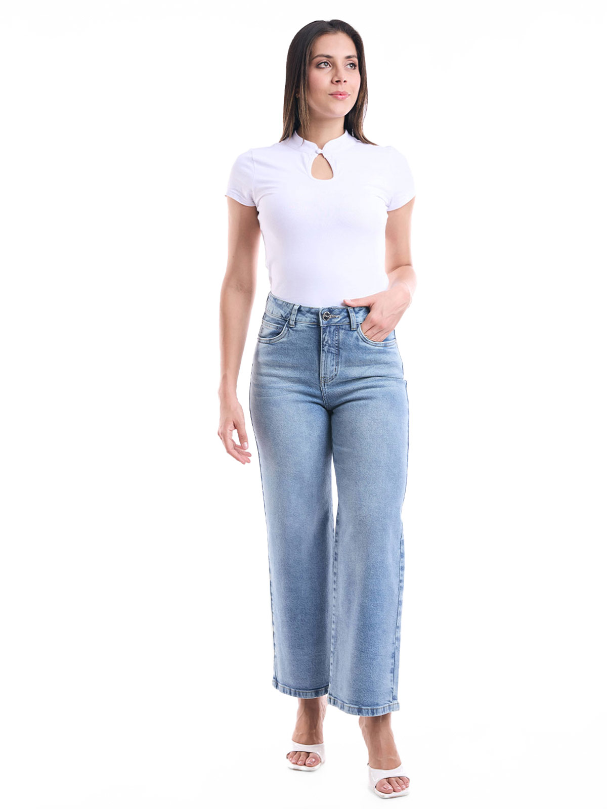 JEANS ALGODÓN STRAIGHT MUJER METAL JEANS ROSALINDA  - 1