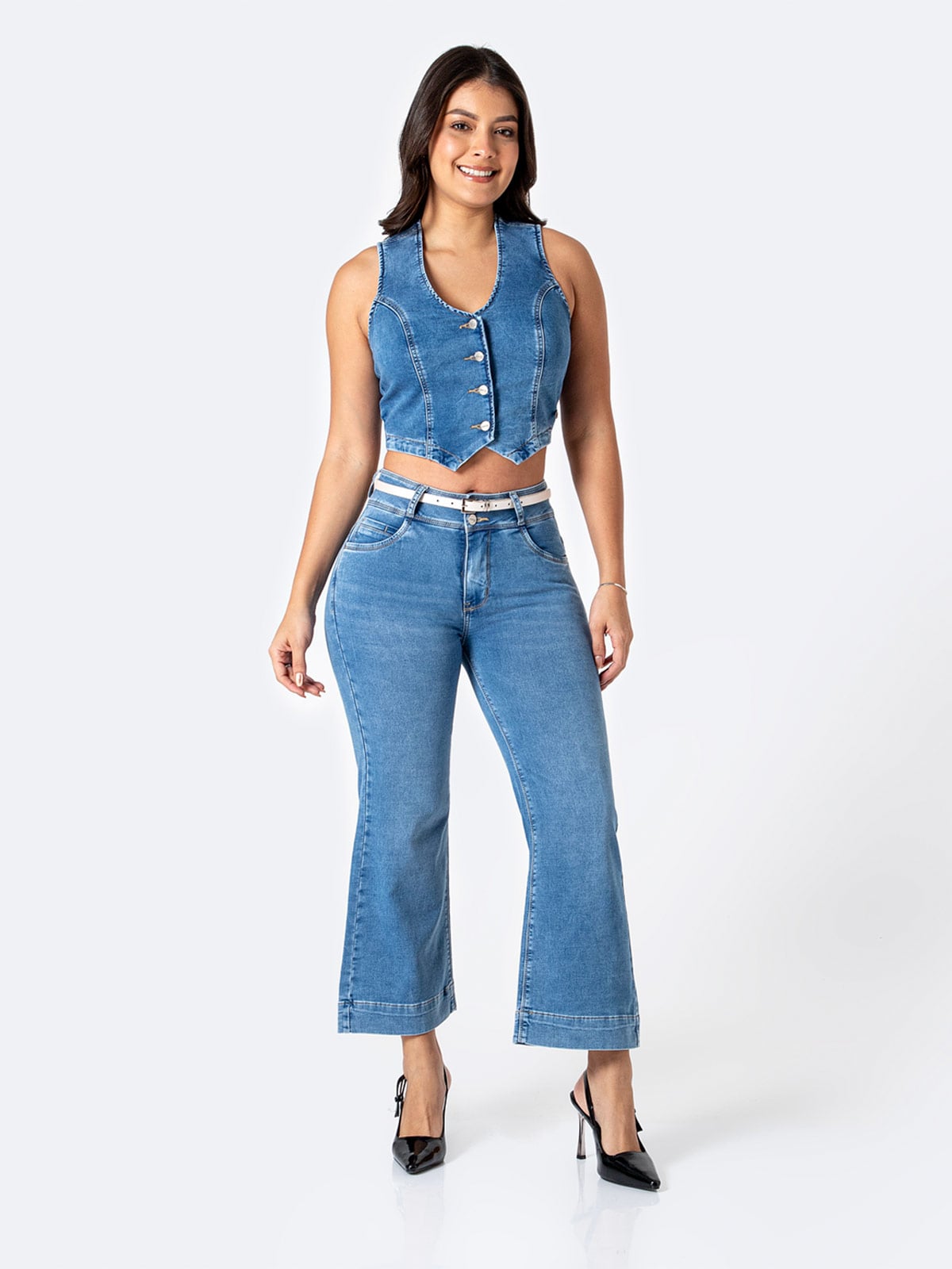 JEANS CROPPED FLARE MUJER PIONIER - 1