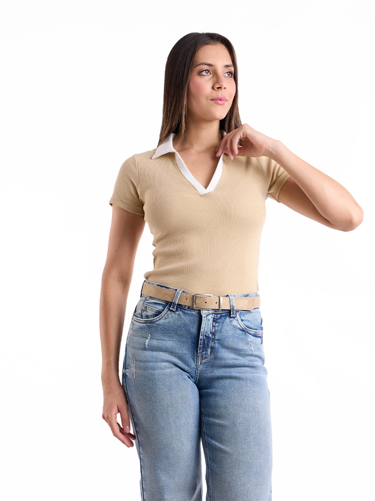 POLO ALGODÓN MUJER METAL JEANS RIB CONTRASTE KARLA - 2