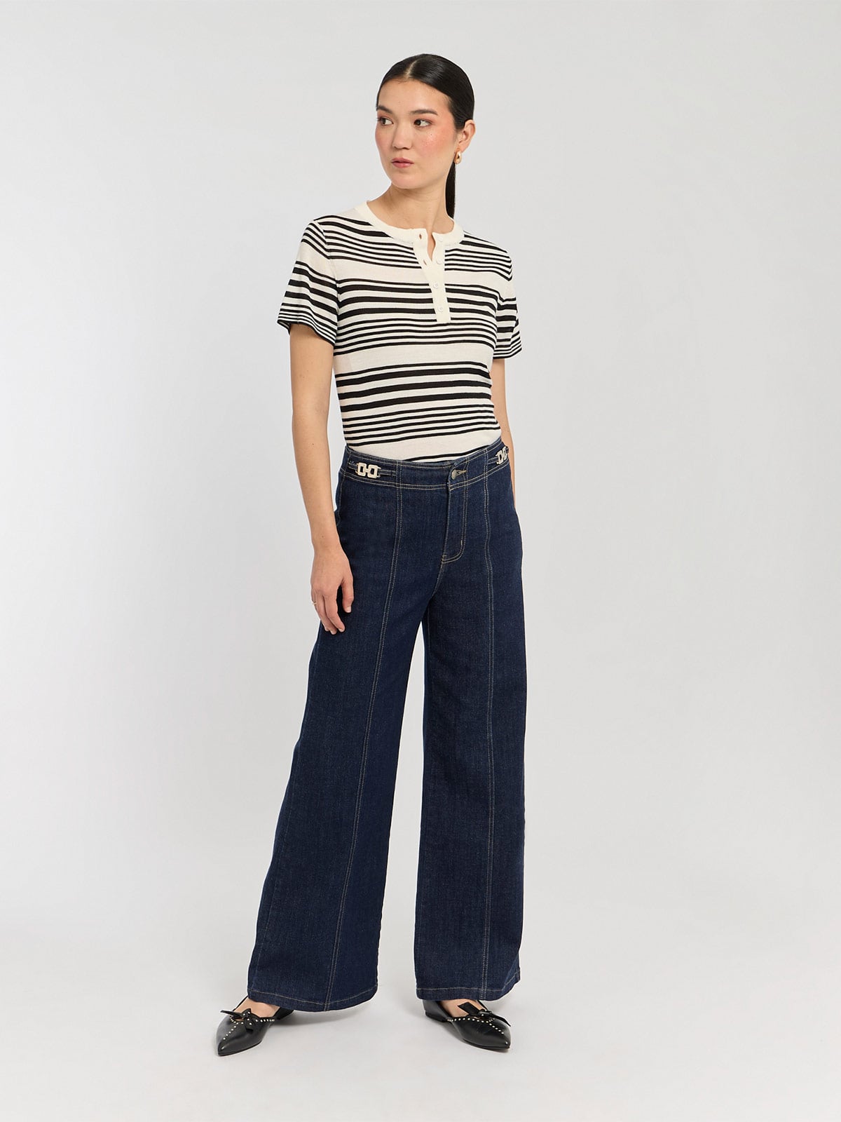 JEANS ALGODÓN WIDELEG MUJER MENTHA Y CHOCOLATE - 1