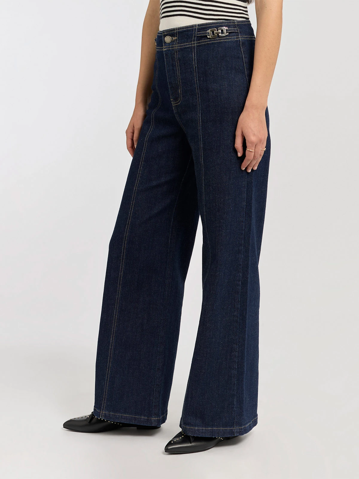 JEANS ALGODÓN WIDELEG MUJER MENTHA Y CHOCOLATE - 2