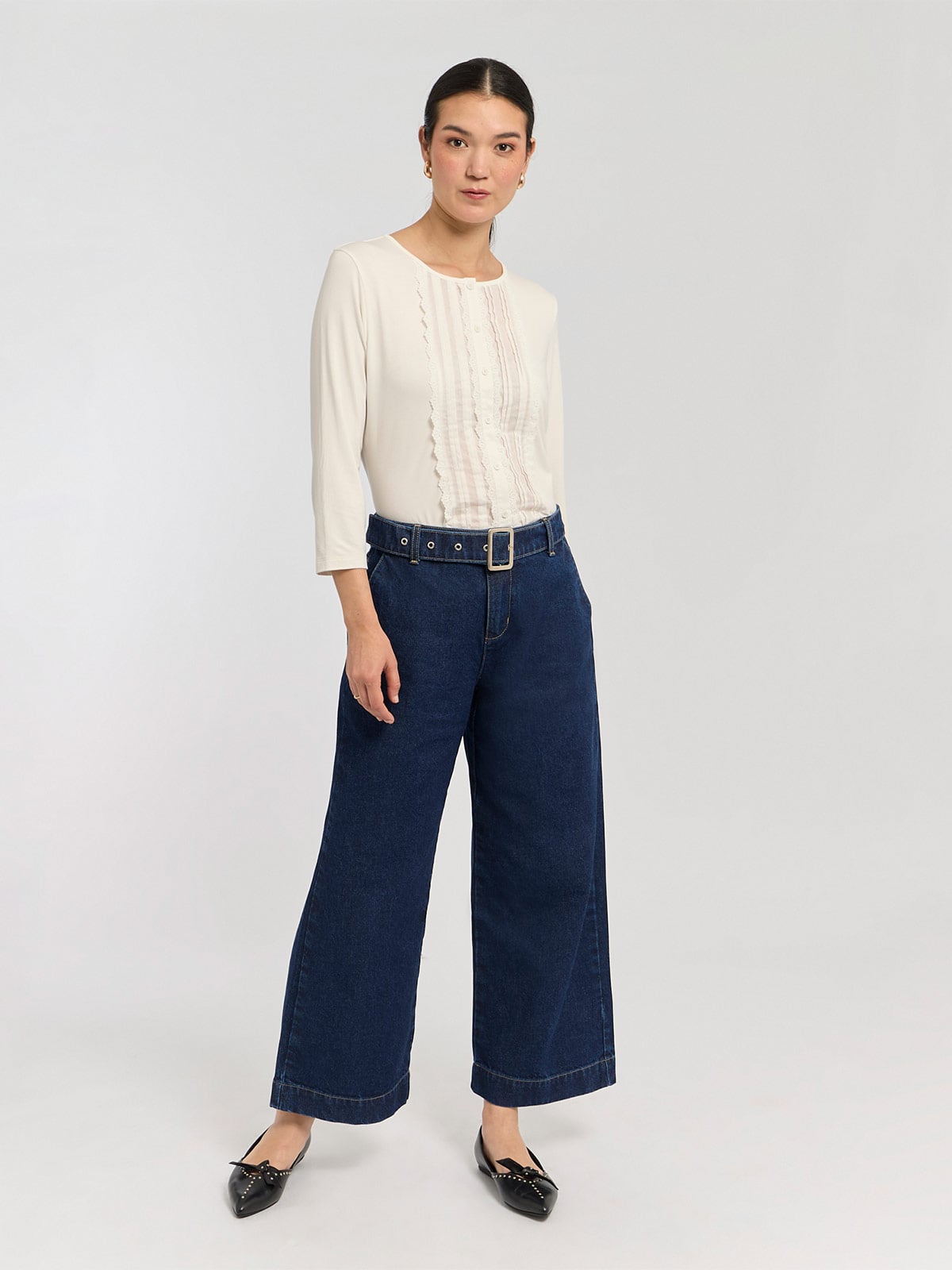 JEANS ALGODÓN CULOTTE MUJER MENTHA Y CHOCOLATE - 1