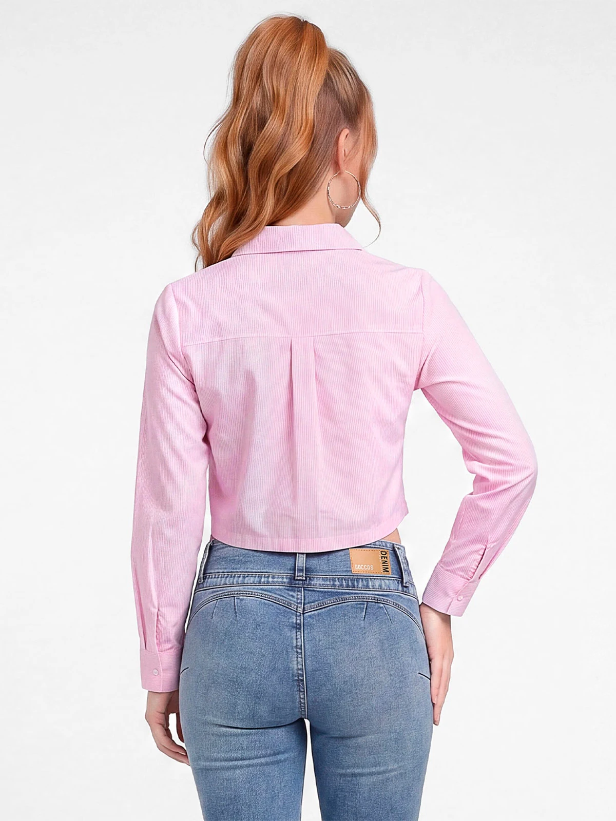 BLUSA MANGA LARGA POPELINA MUJER GOCCOS LISTADA - 2