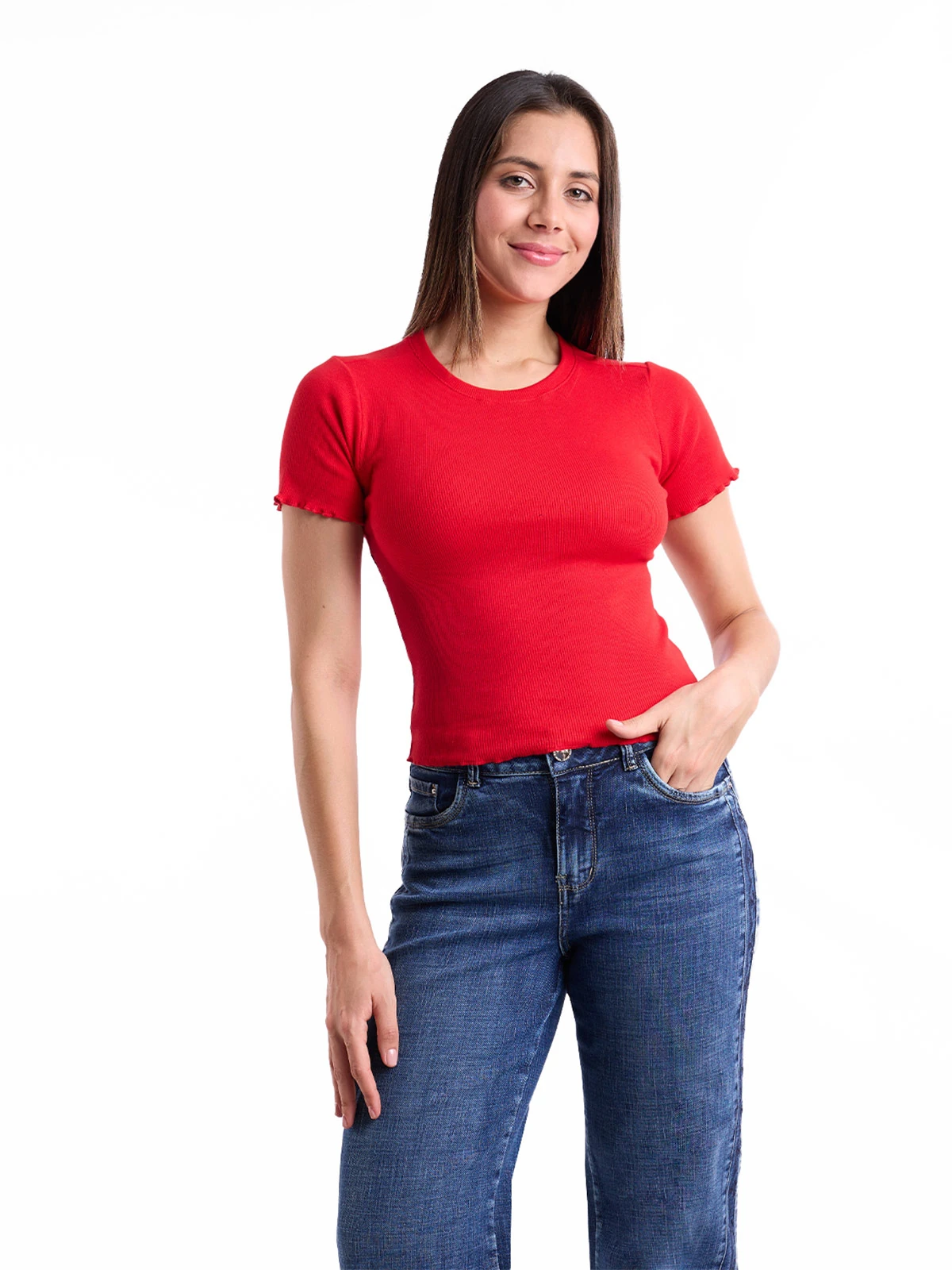 POLO MANGA CORTA ALGODÓN MUJER METAL JEANS RIB INES  - 1